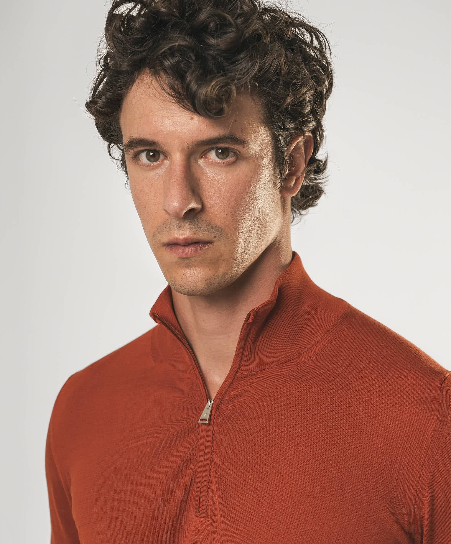 Larusmiani Paul T-shirt With Zip Sweater In Orange