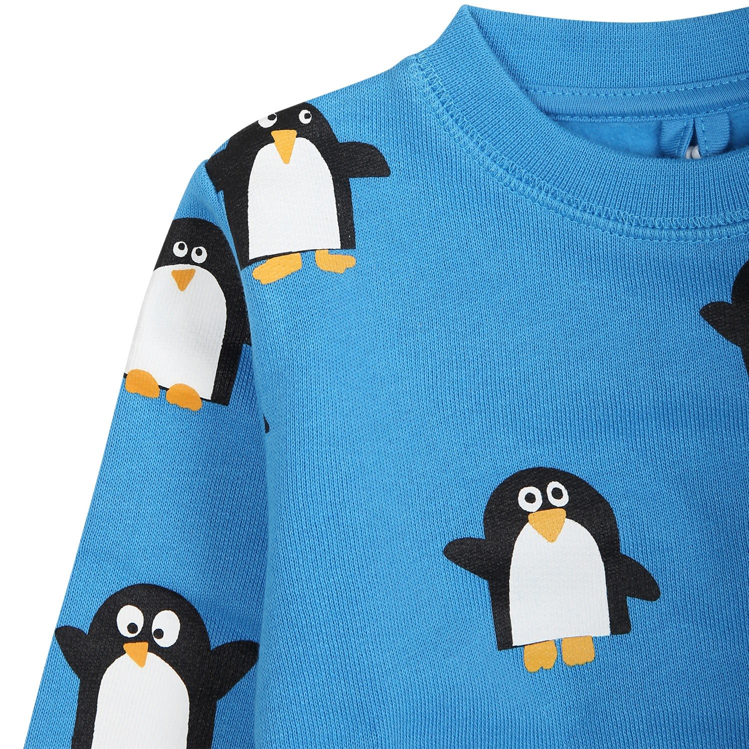 Shop Stella Mccartney Light Blue Sweatshirt For Baby Boy With All-over Penguins