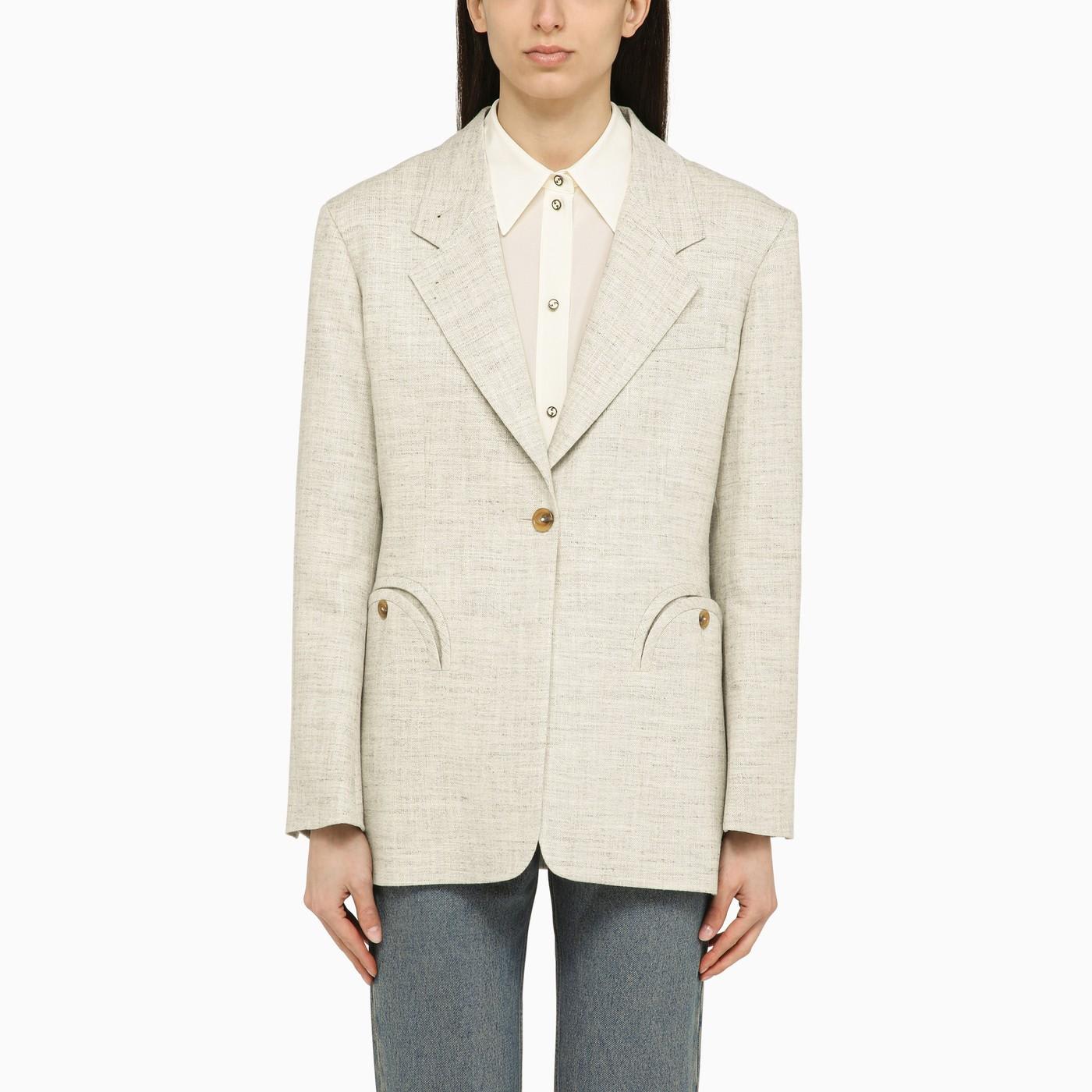 Shop Blazé Milano Light Grey Silk-blend Daisy Laluna Jacket.