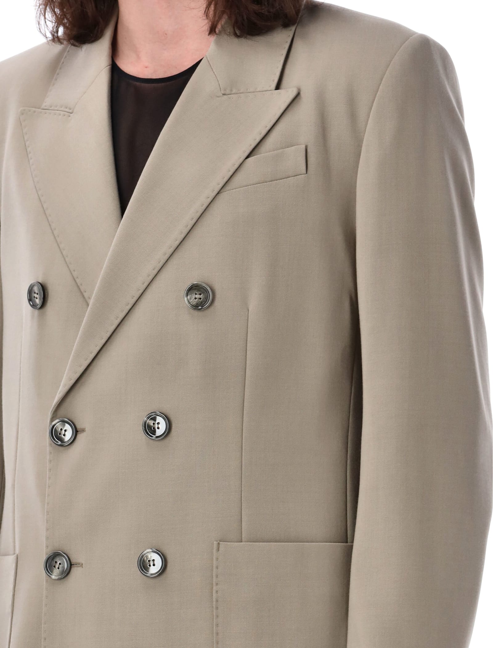 Shop Ami Alexandre Mattiussi Double Breasted Blazer In Light Taupe