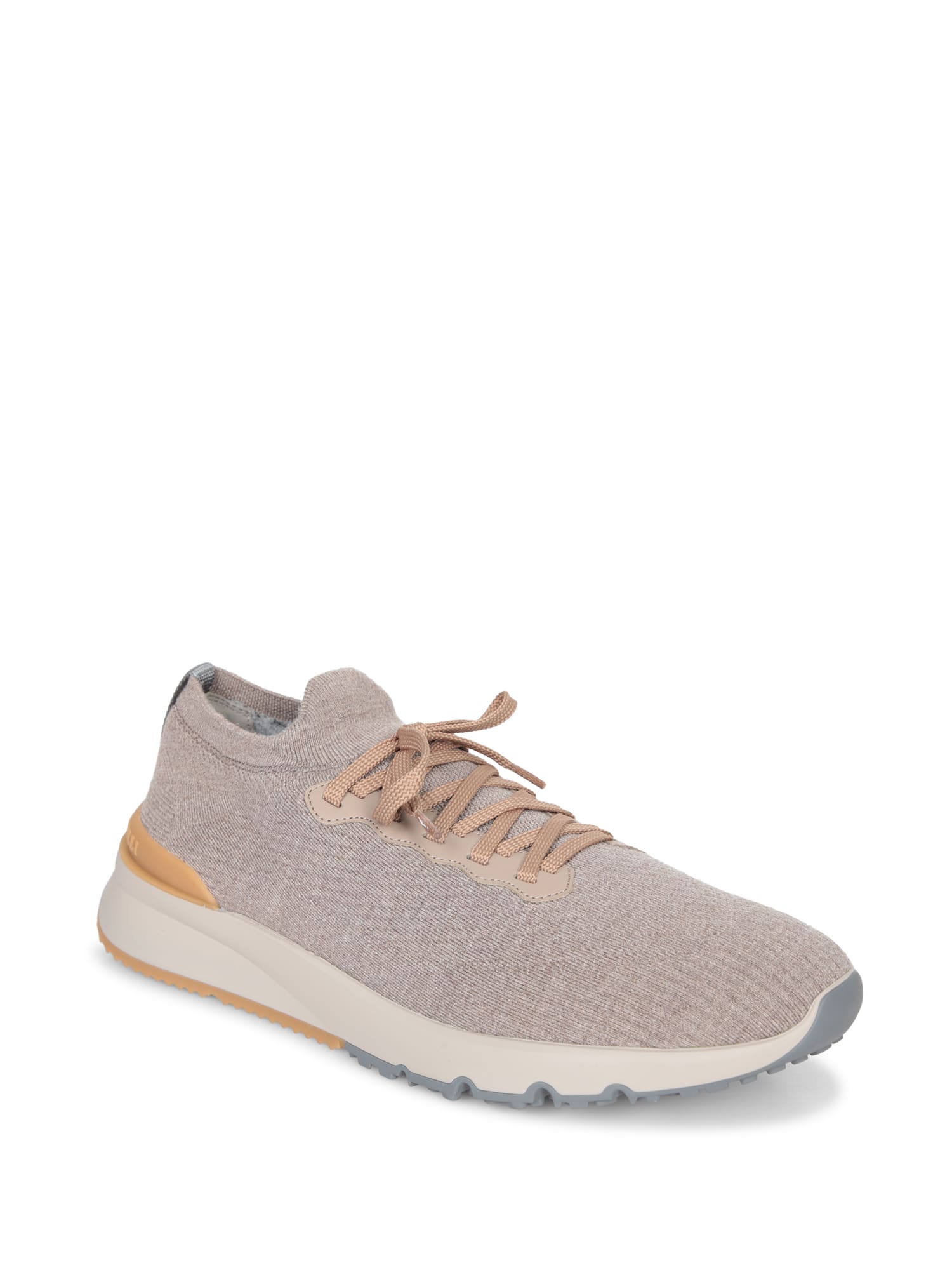 Brunello Cucinelli Taupe Wool Knit Sneakers In Neutral