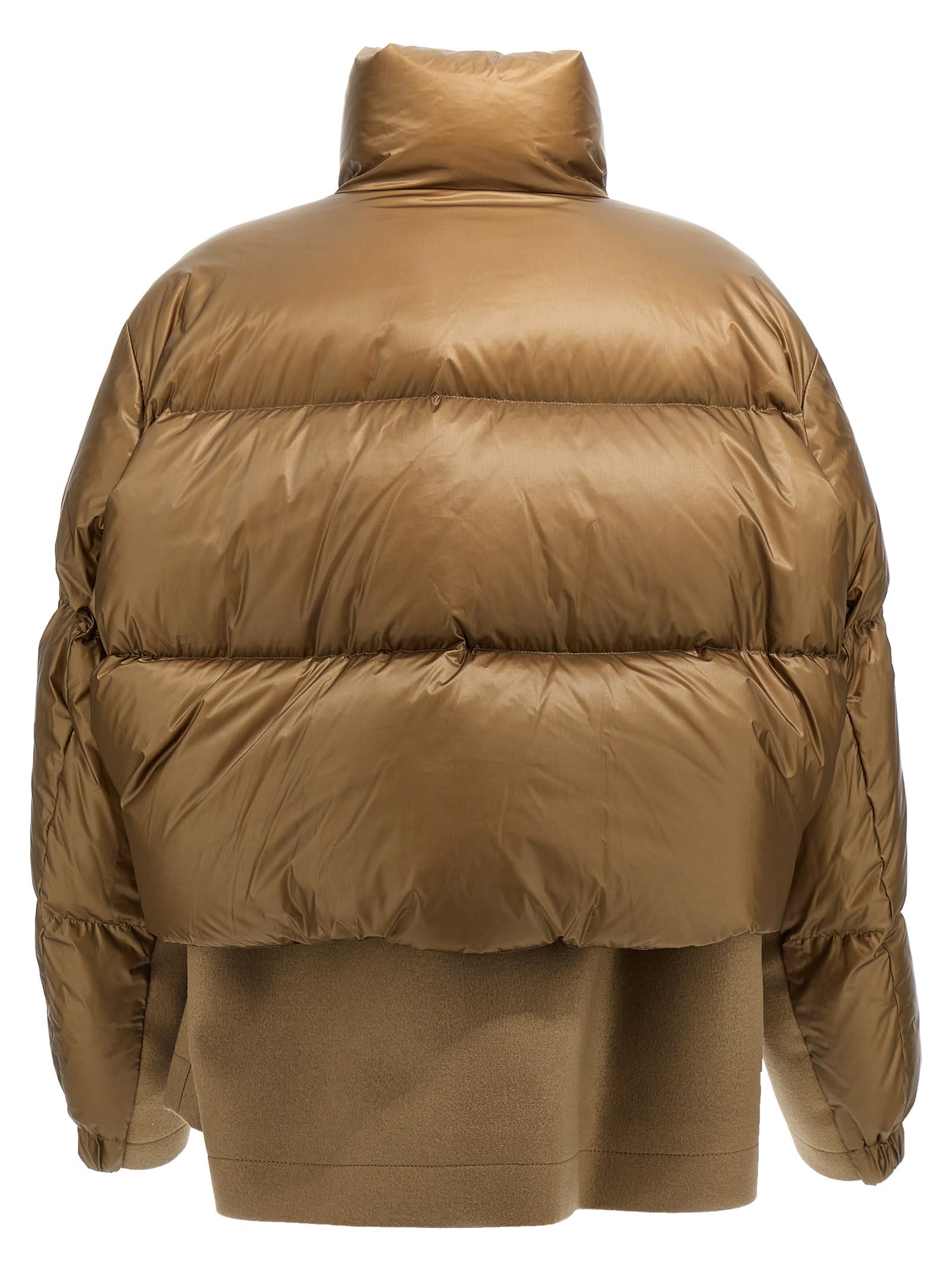 Shop Sacai Wool Insert Down Jacket In Brown