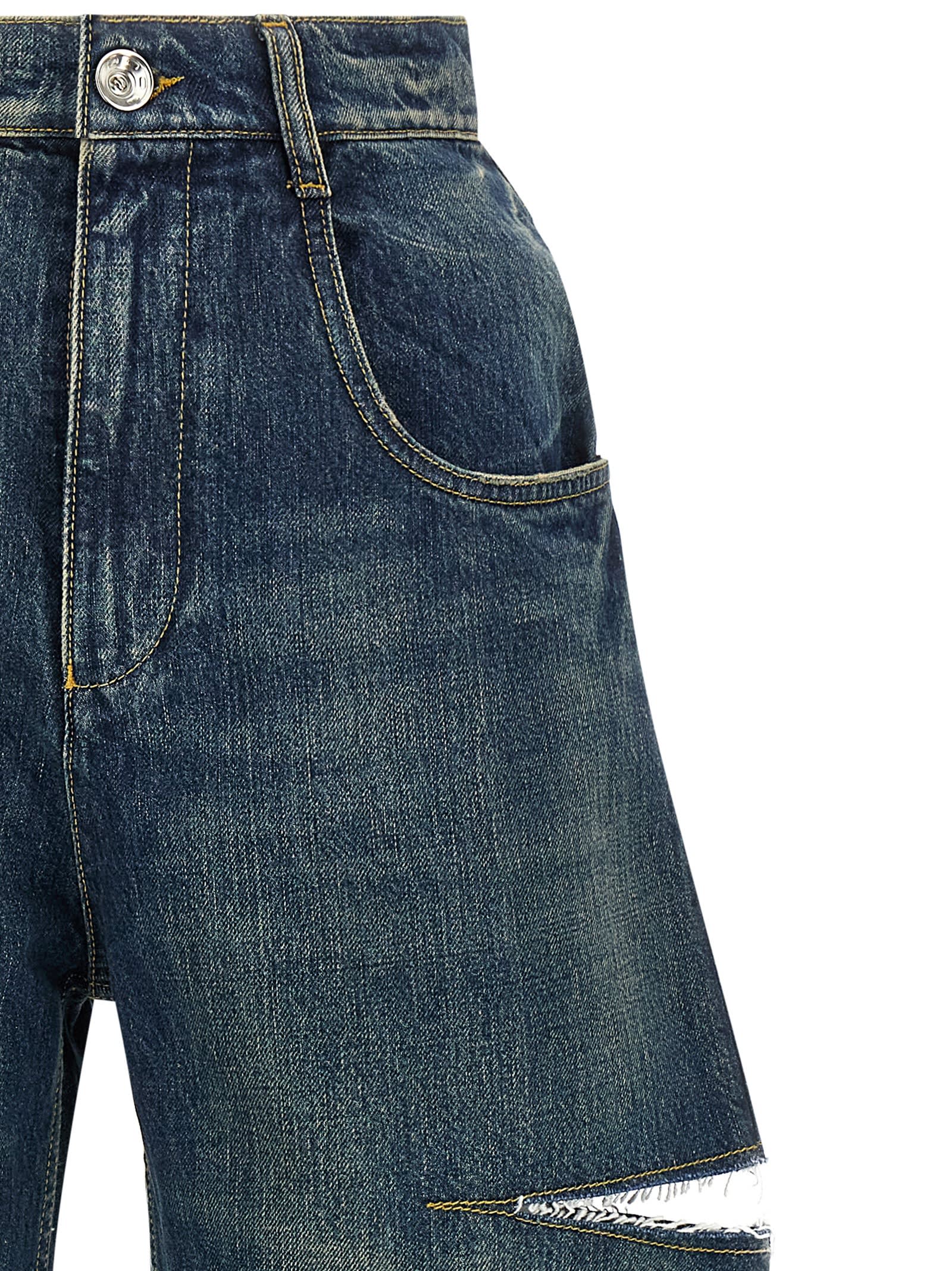 Maison Margiela Blue Cotton Jeans In Blue