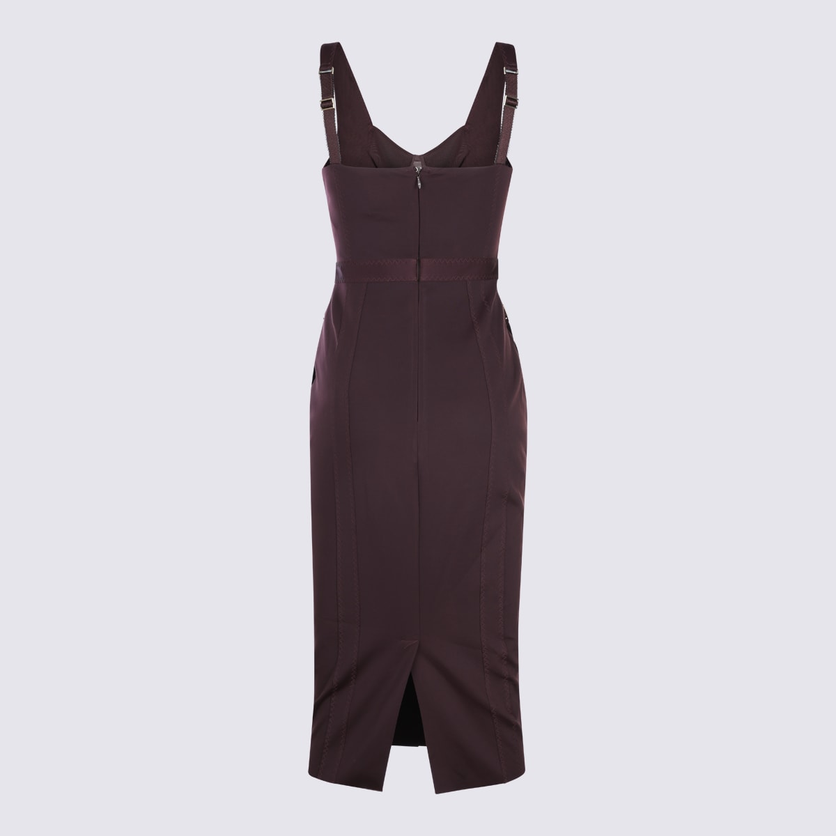 Elisabetta Franchi Fitted Midi Dress With Sweetheart Neckline In Burgundy