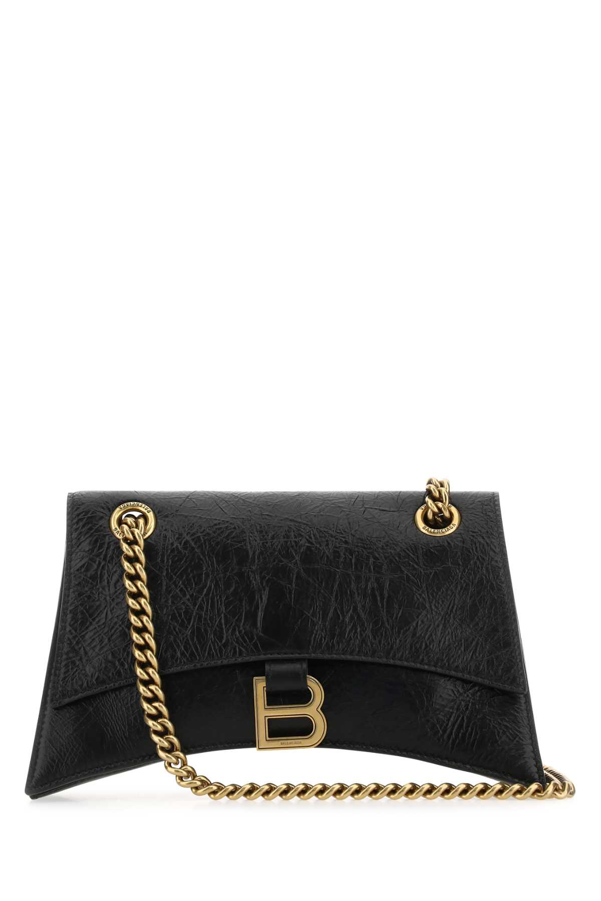 Shop Balenciaga Black Leather Crush S Shoulder Bag In 1000