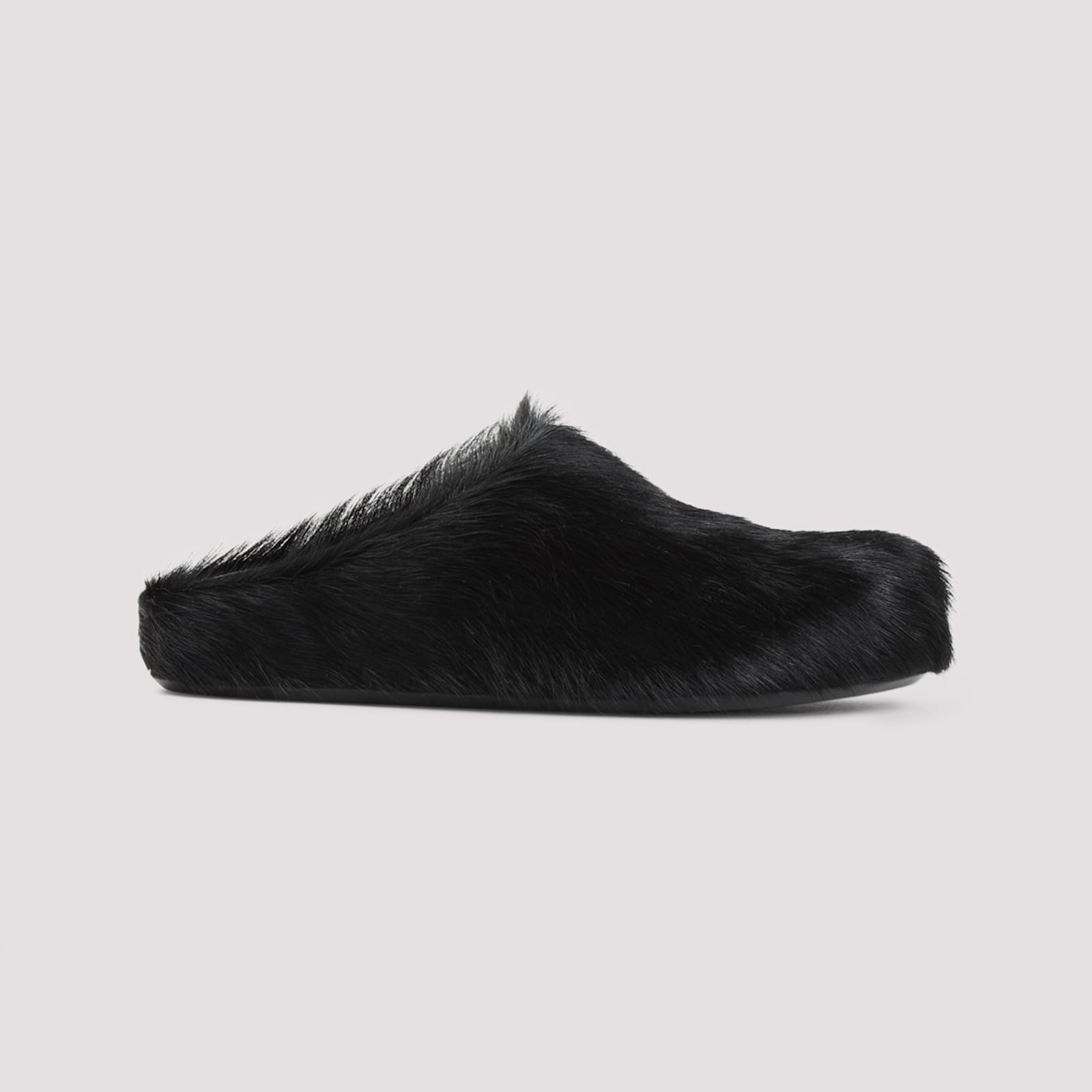 Marni Fussbett Calf Hair Slippers In Black