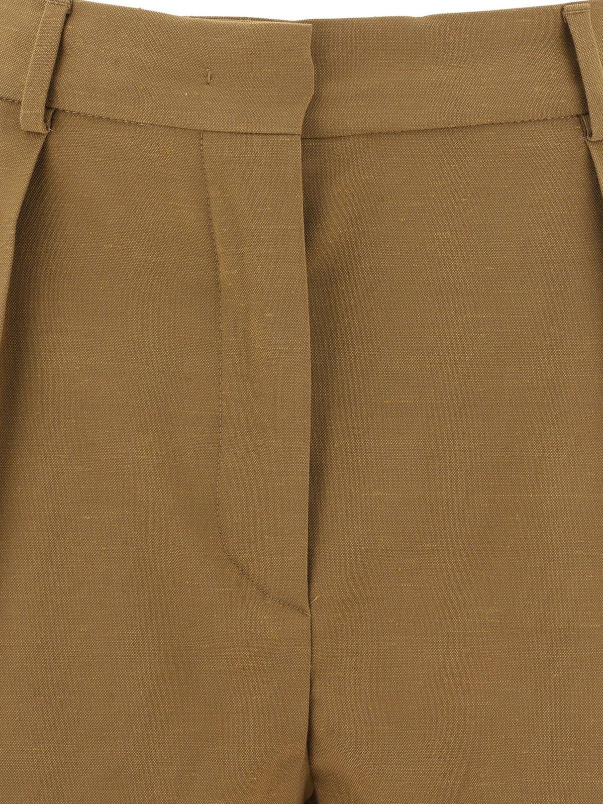Shop Sportmax High Waist Pleated Shorts In Brown