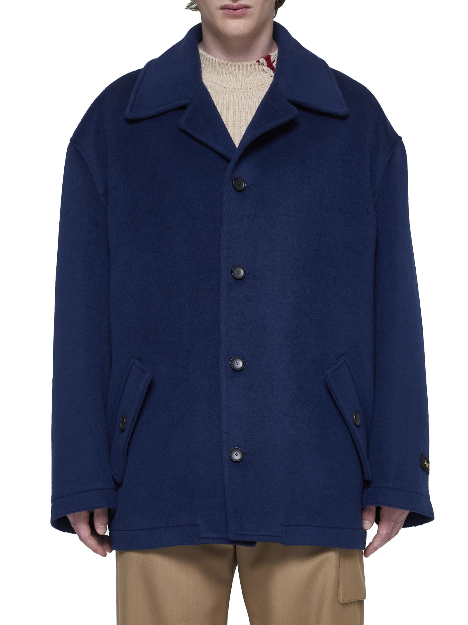 Shop Marni Coat In Light Navy