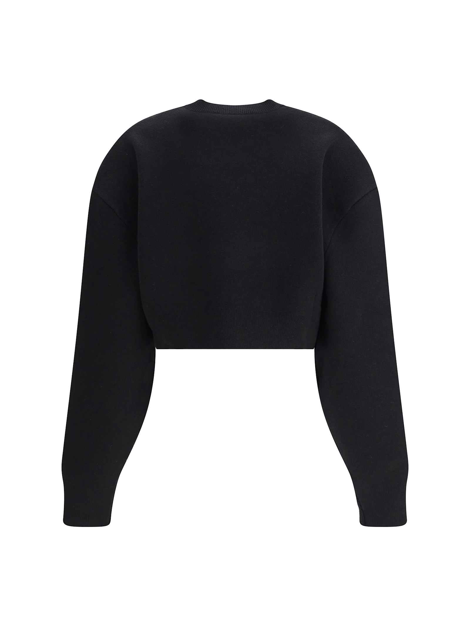 Tom Ford Sculptural Double Face Virgin Wool Blend Crop Sweater In Black