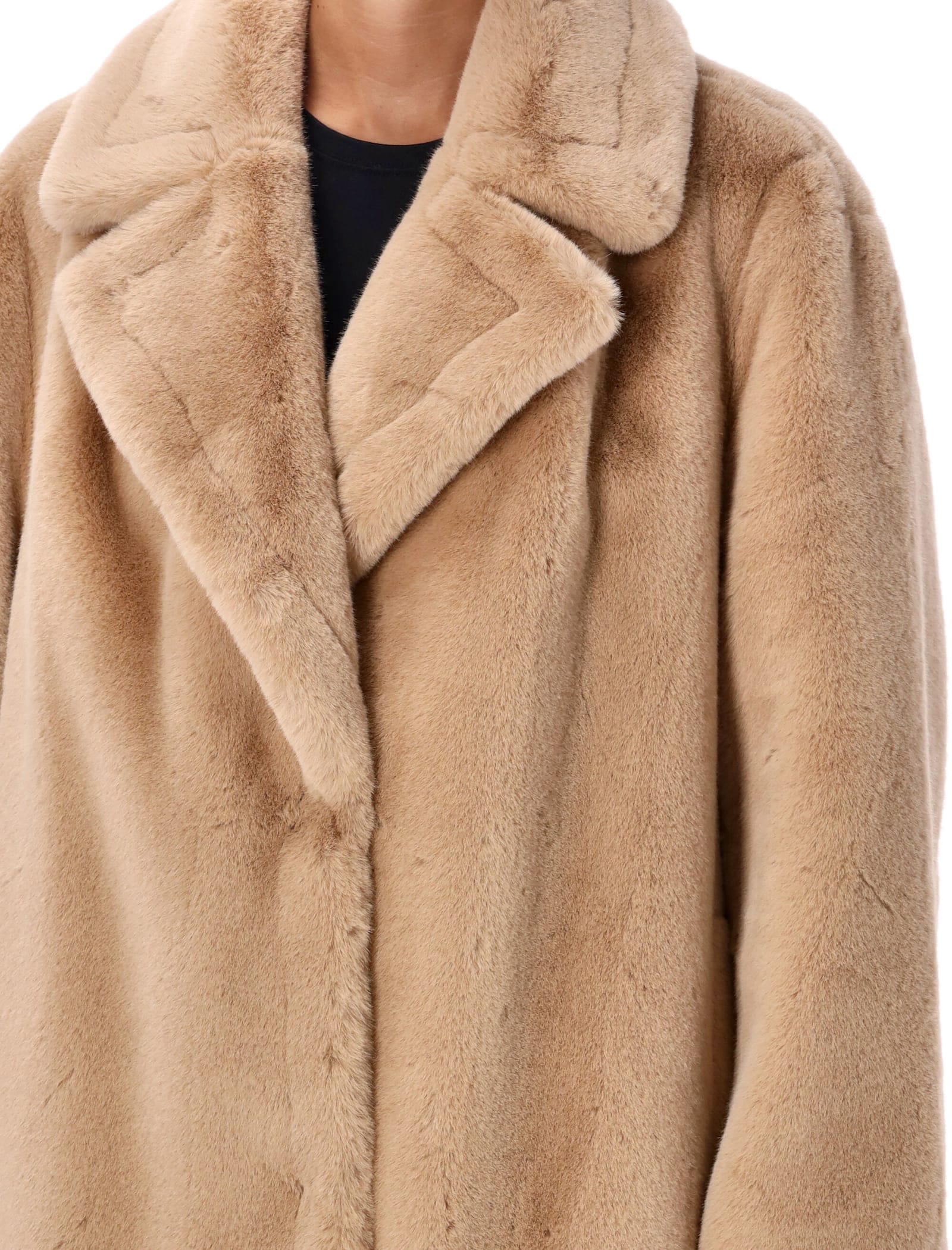 Shop Stand Studio Maria Eco Mink Jacket In Powder Beige