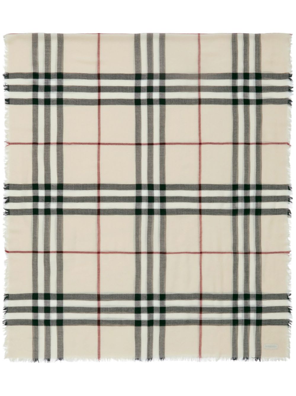 Burberry Giant Check Wool Scarf In White