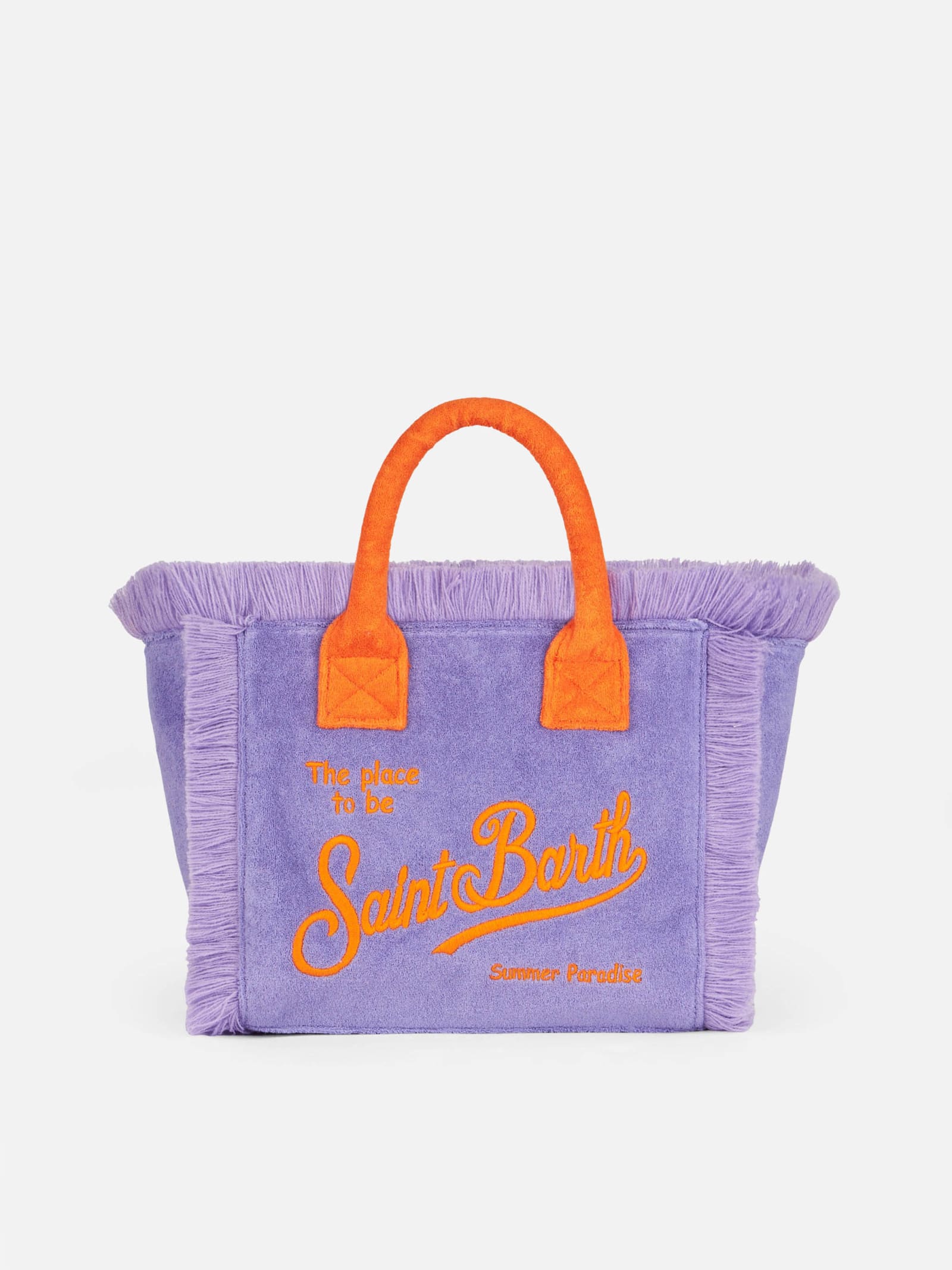 Mc2 Saint Barth Colette Purple Terry Handbag With Saint Barth Logo In Pink