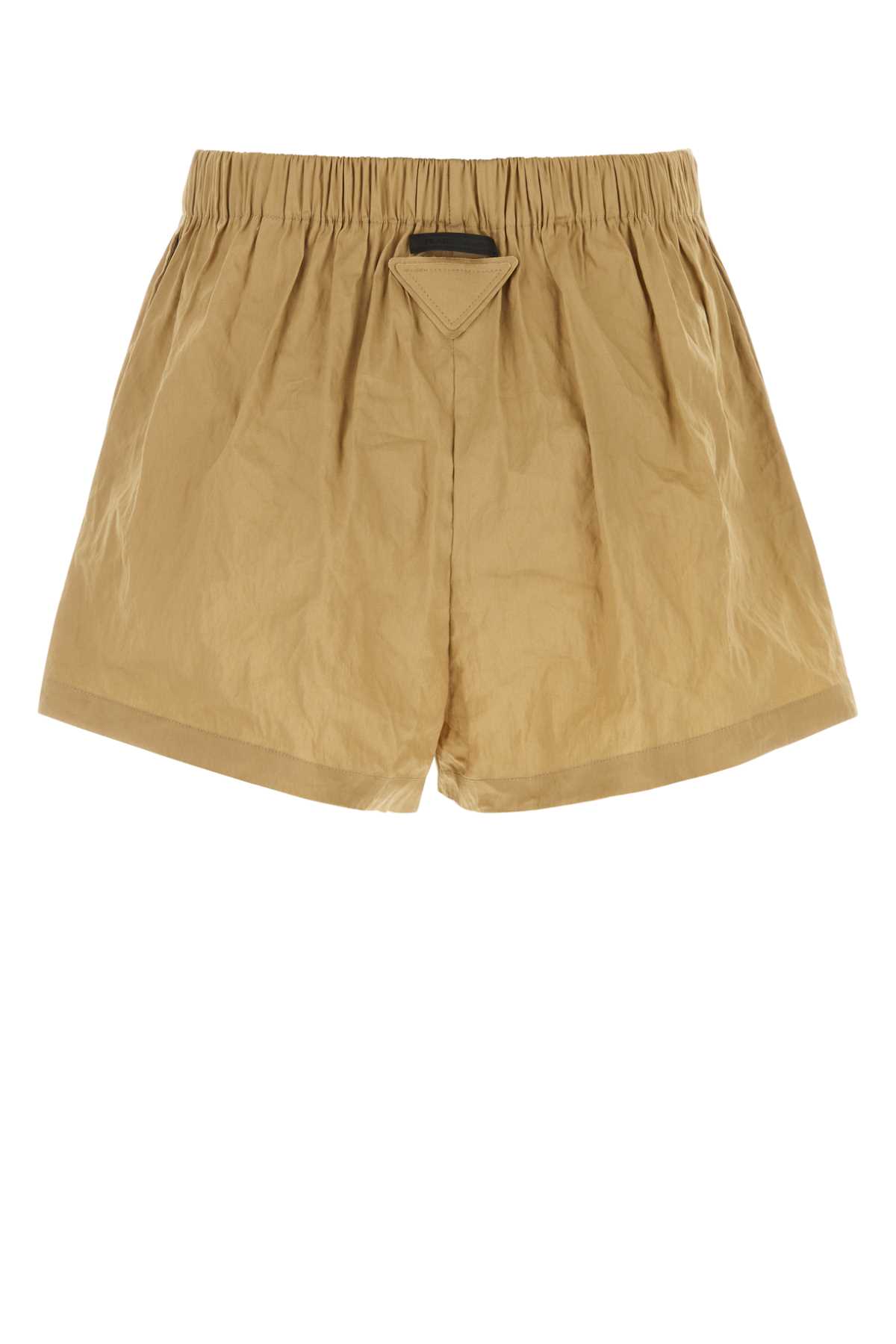 Prada Stretch Cotton Blend Shorts With Button Detail In Brown