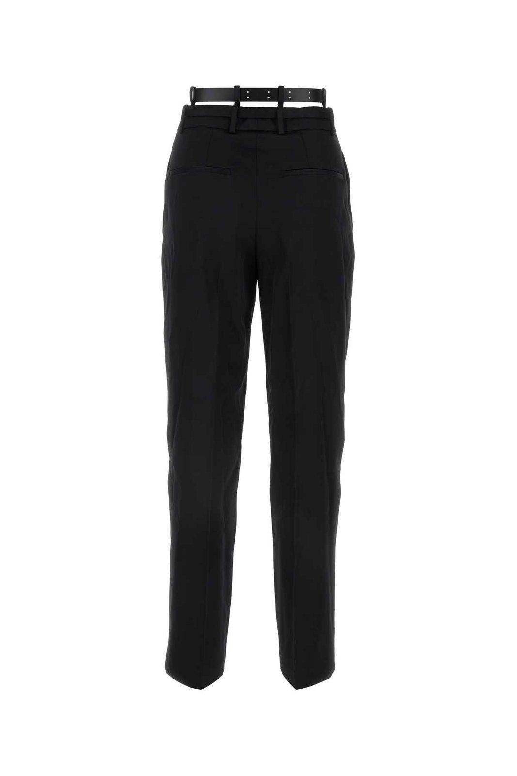 Shop Jil Sander Wide Leg Belted Tailored Trousers In Black