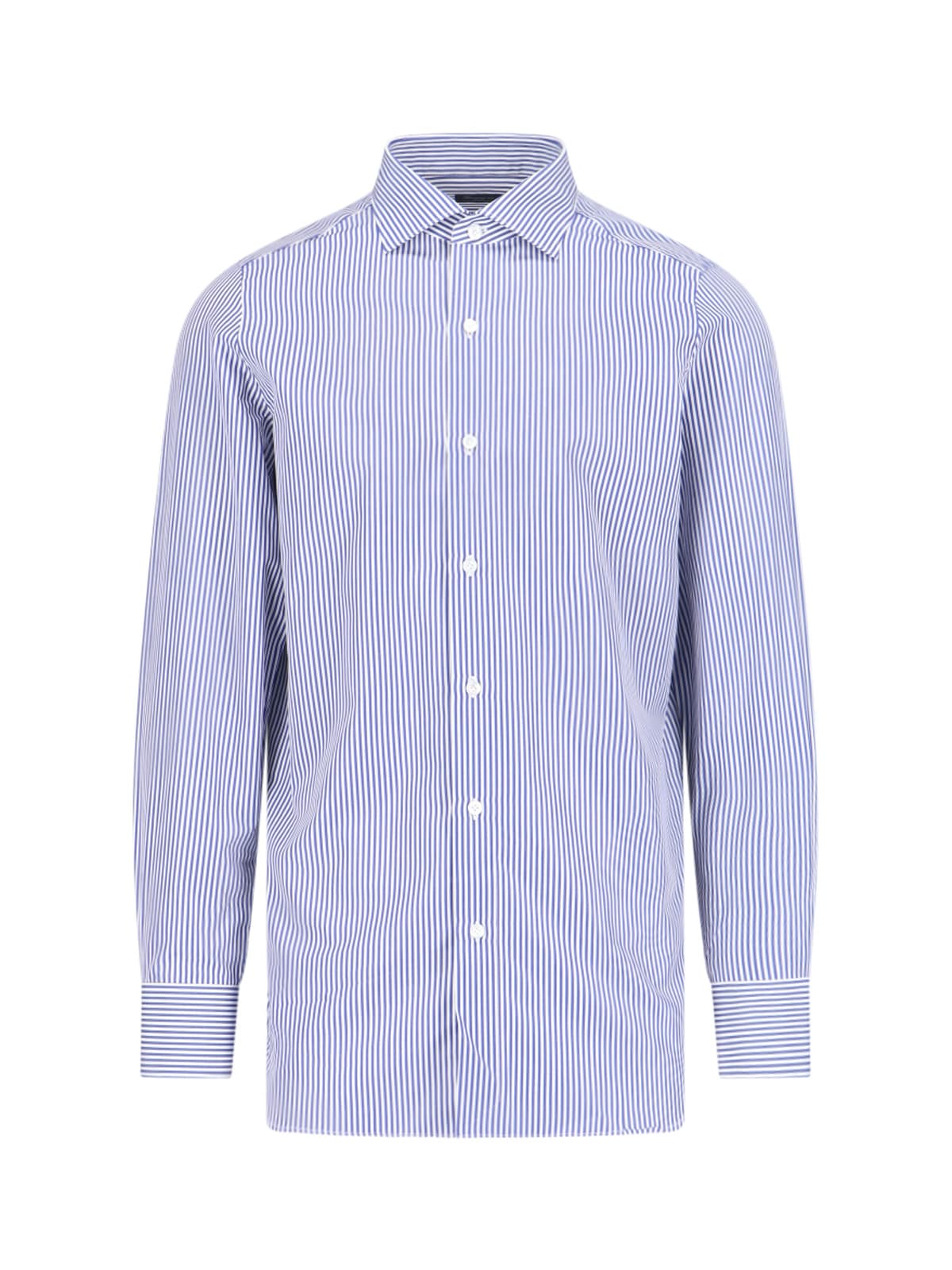 Shop Finamore Stripe Shirt In Blue