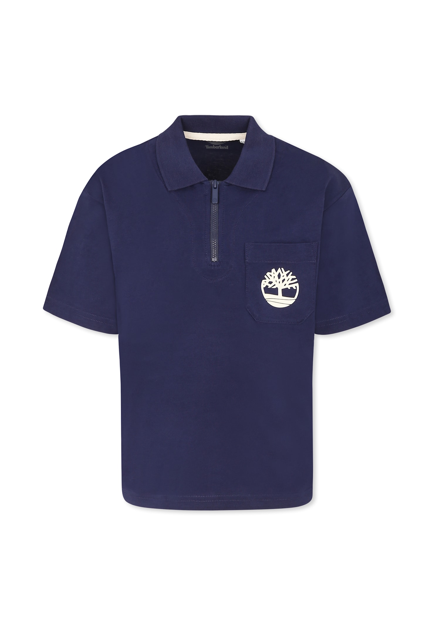 Timberland Blue Polo Shirt For Boy With Tree In Blue