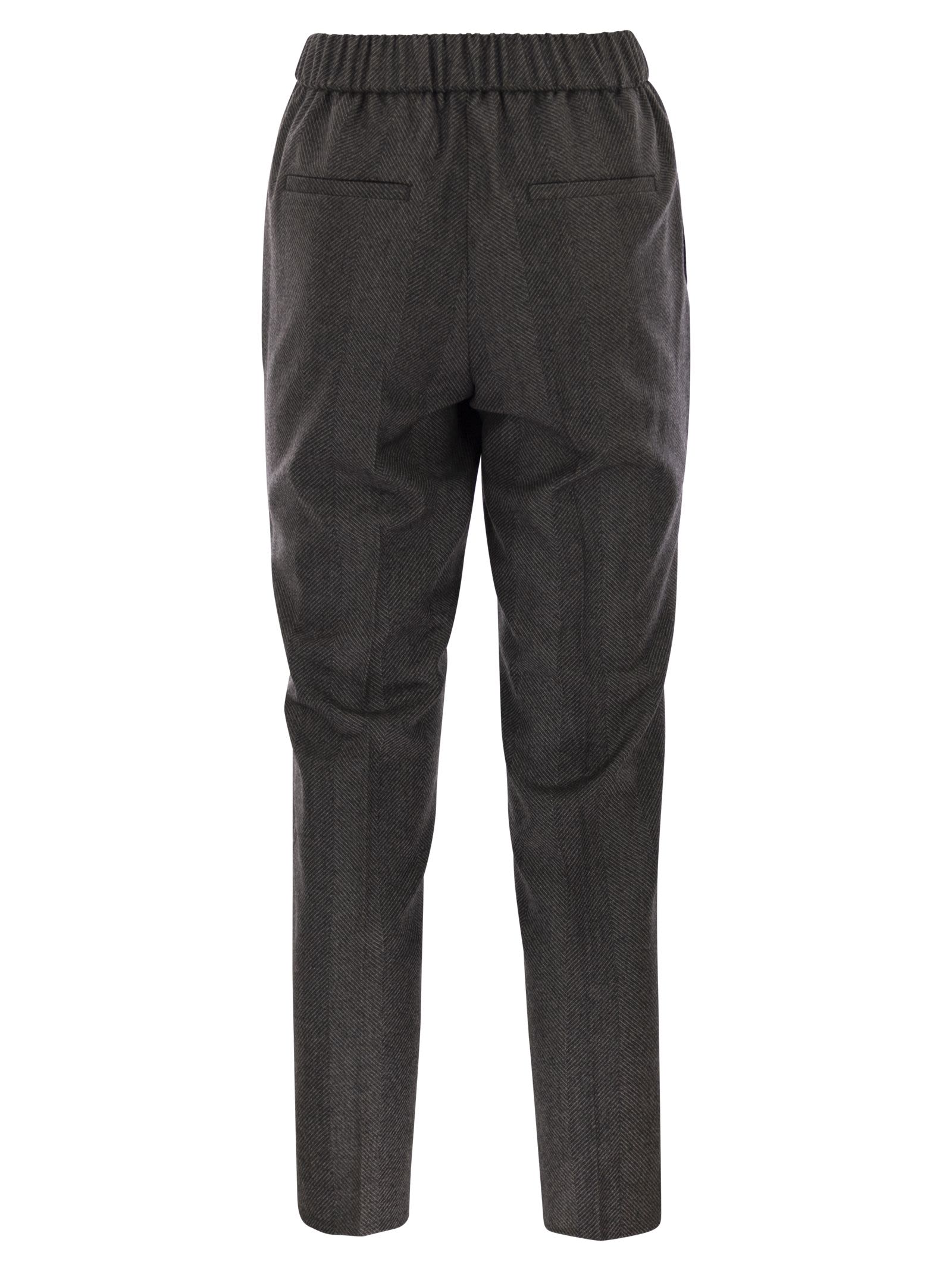 Peserico Stretch Virgin Wool Trousers In Gray