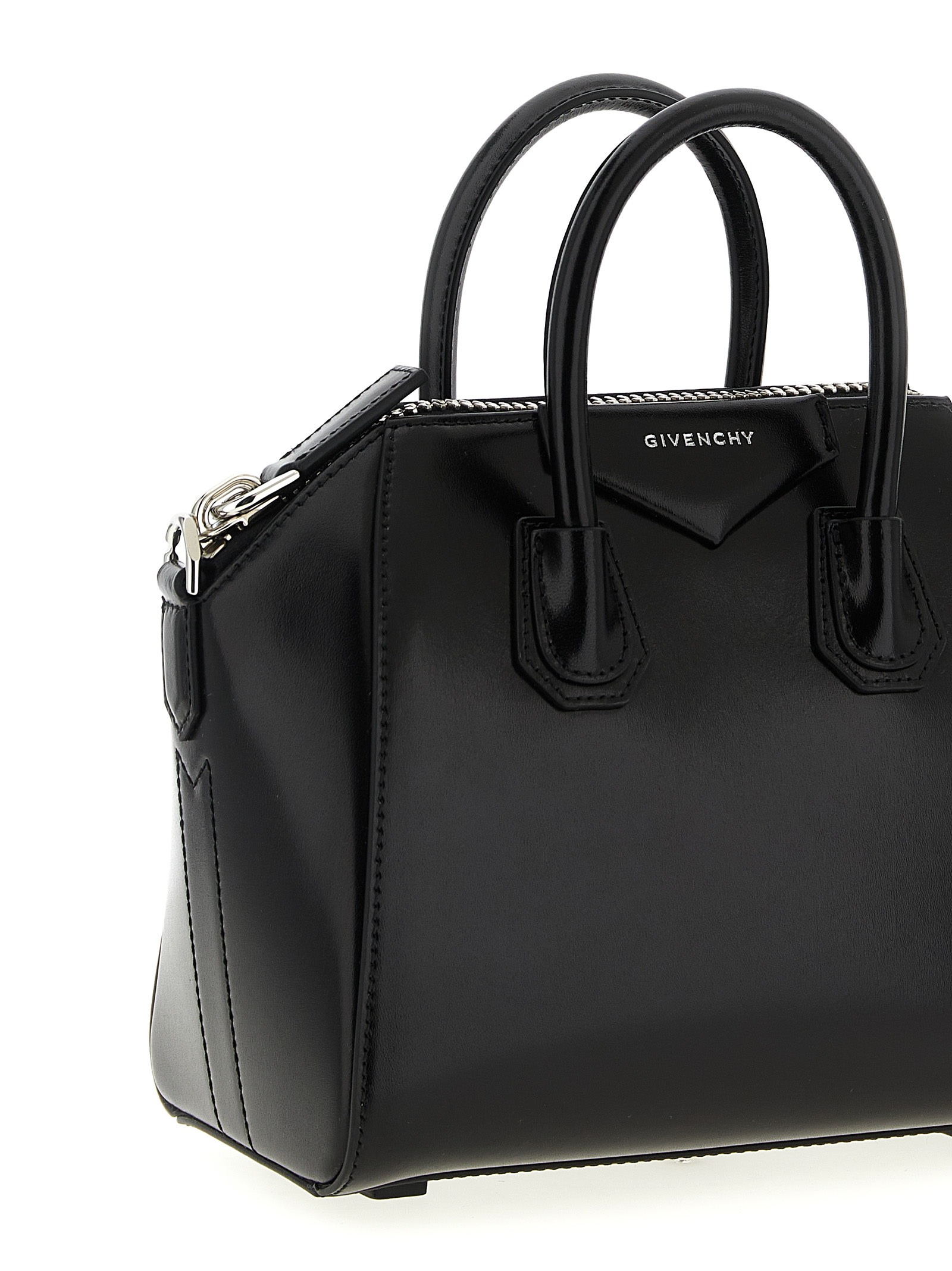 Givenchy Mini Antigona Box Two-way Leather Tote Bag In Black