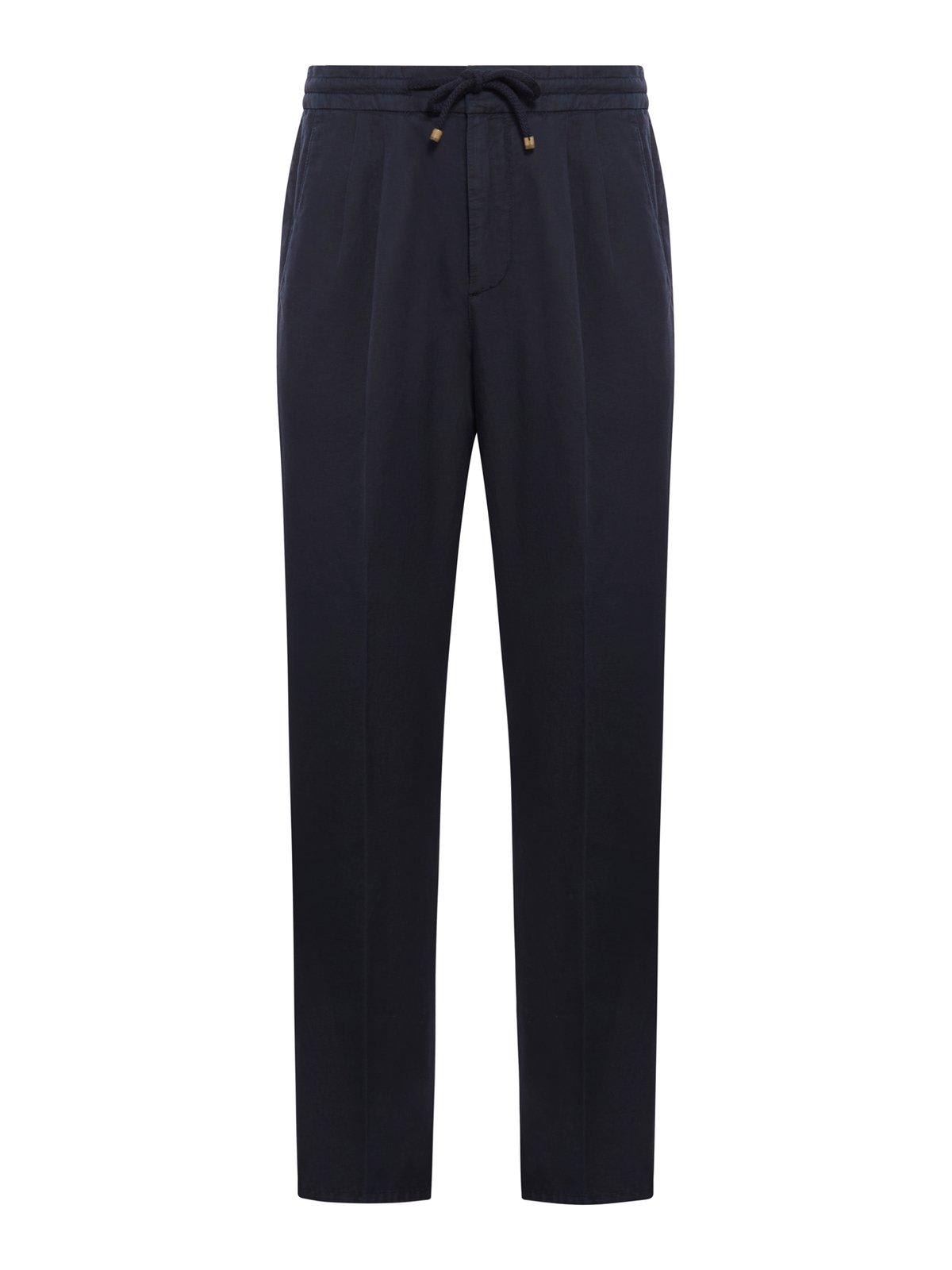 Brunello Cucinelli Mid-rise Tapered-leg Trousers In Blue