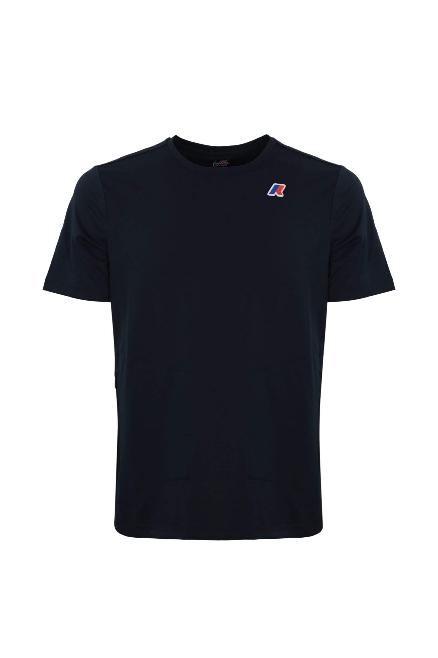 Shop K-way T-shirt With Logo In Technical Fabric In Blue Depth