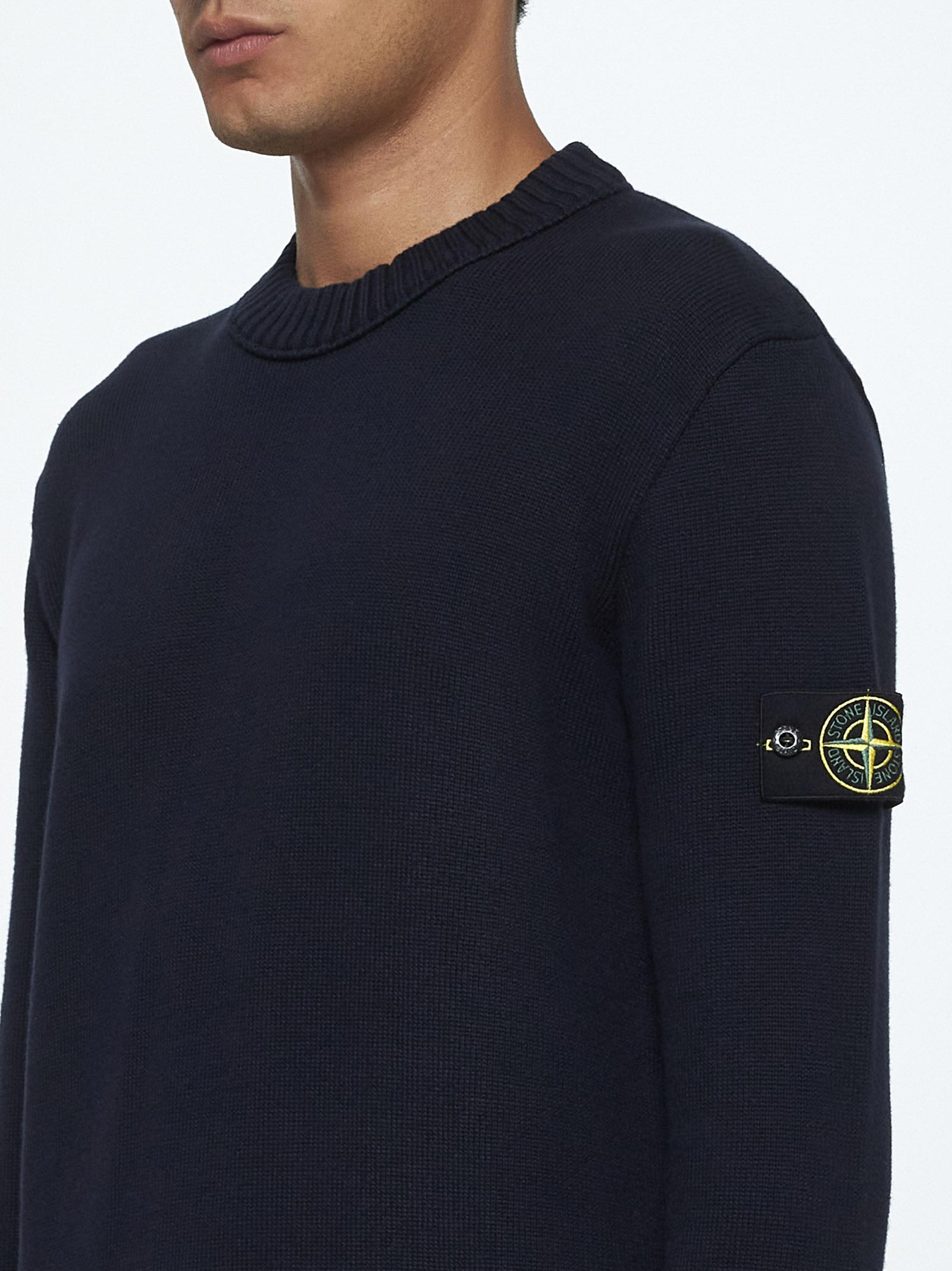 Shop Stone Island Cotton-blend Sweater In Blue