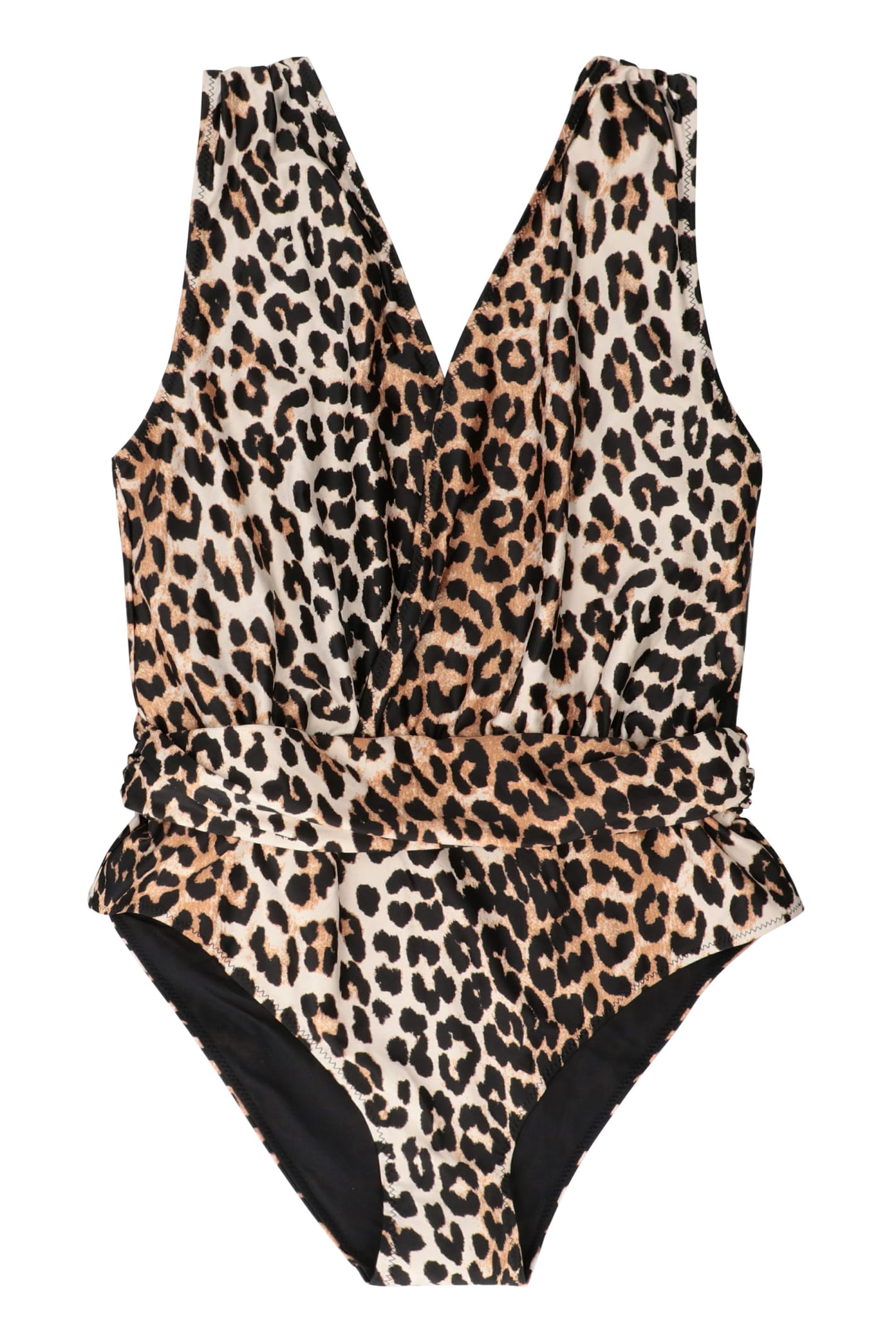Ganni Leopard Print One-piece Swimsuit