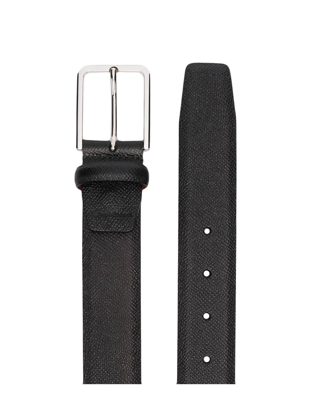 Shop Santoni Regular Belt In Black