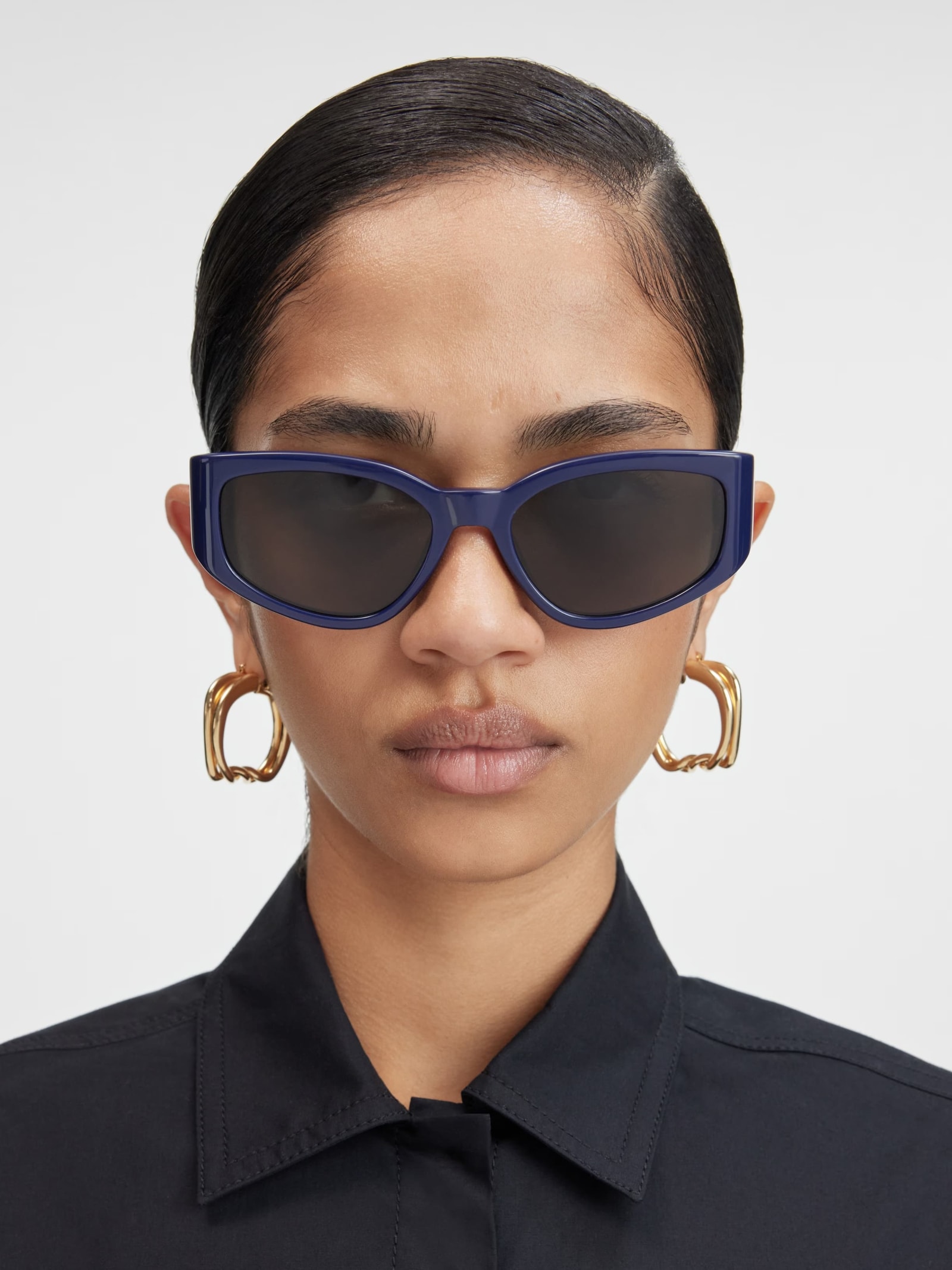 Shop Jacquemus Gala - Navy Sunglasses In Navy Blue