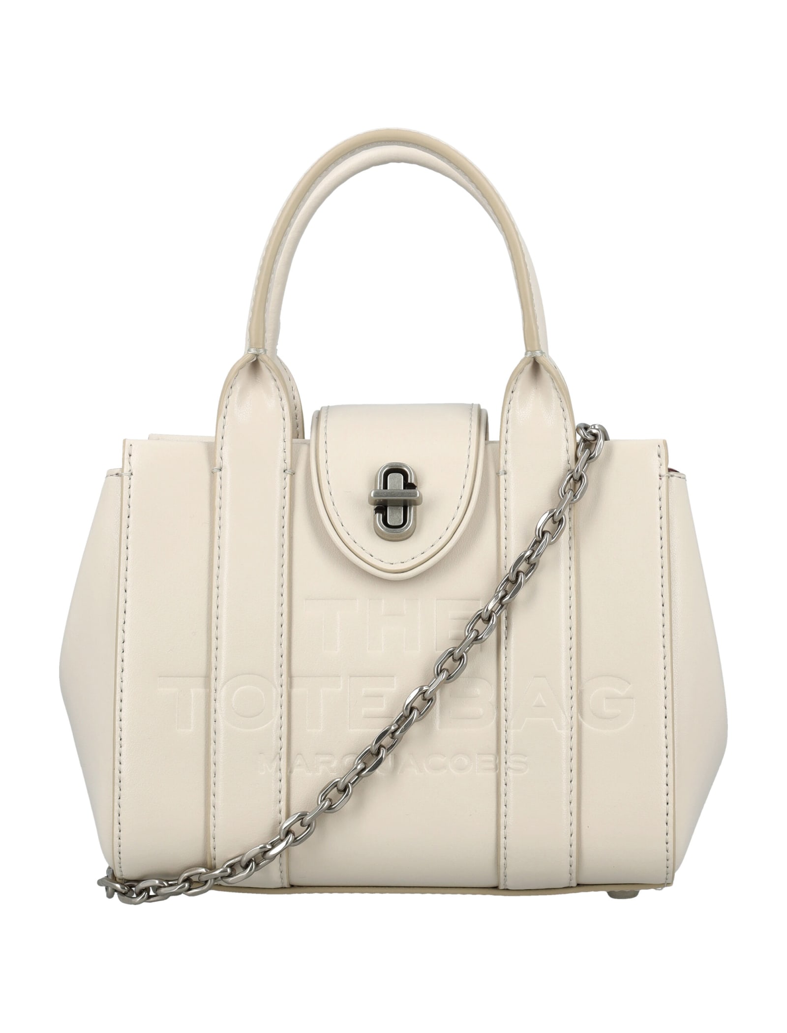 Shop Marc Jacobs The Mini Tote Turn Lock Bag In Cloud White