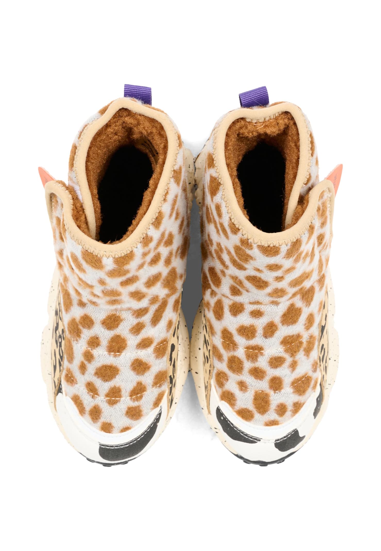 Flower Mountain Beige Ankle Boots For Kids With Print In Animal Print