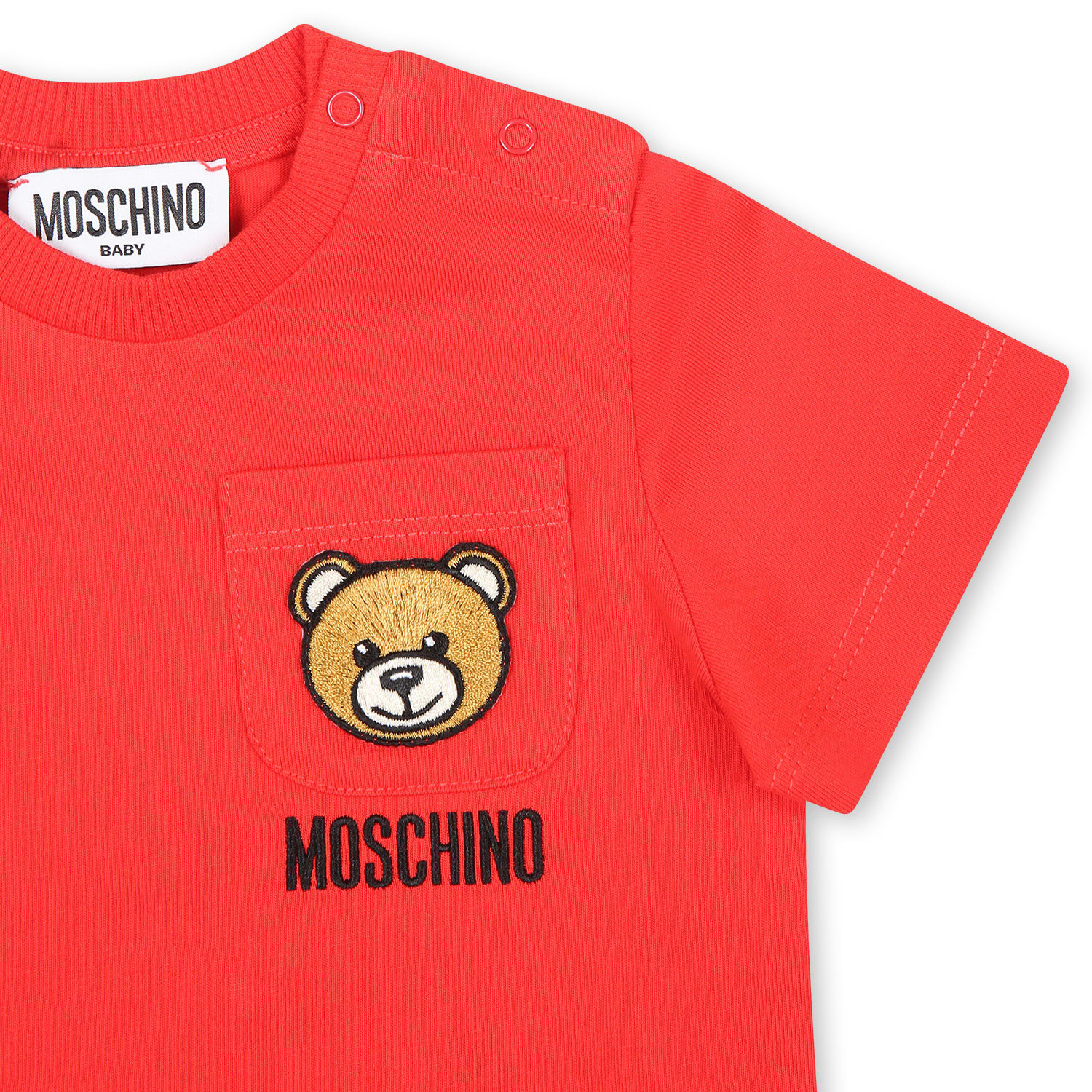 Moschino Red T-shirt For Baby Boy With Teddy Bear In Red
