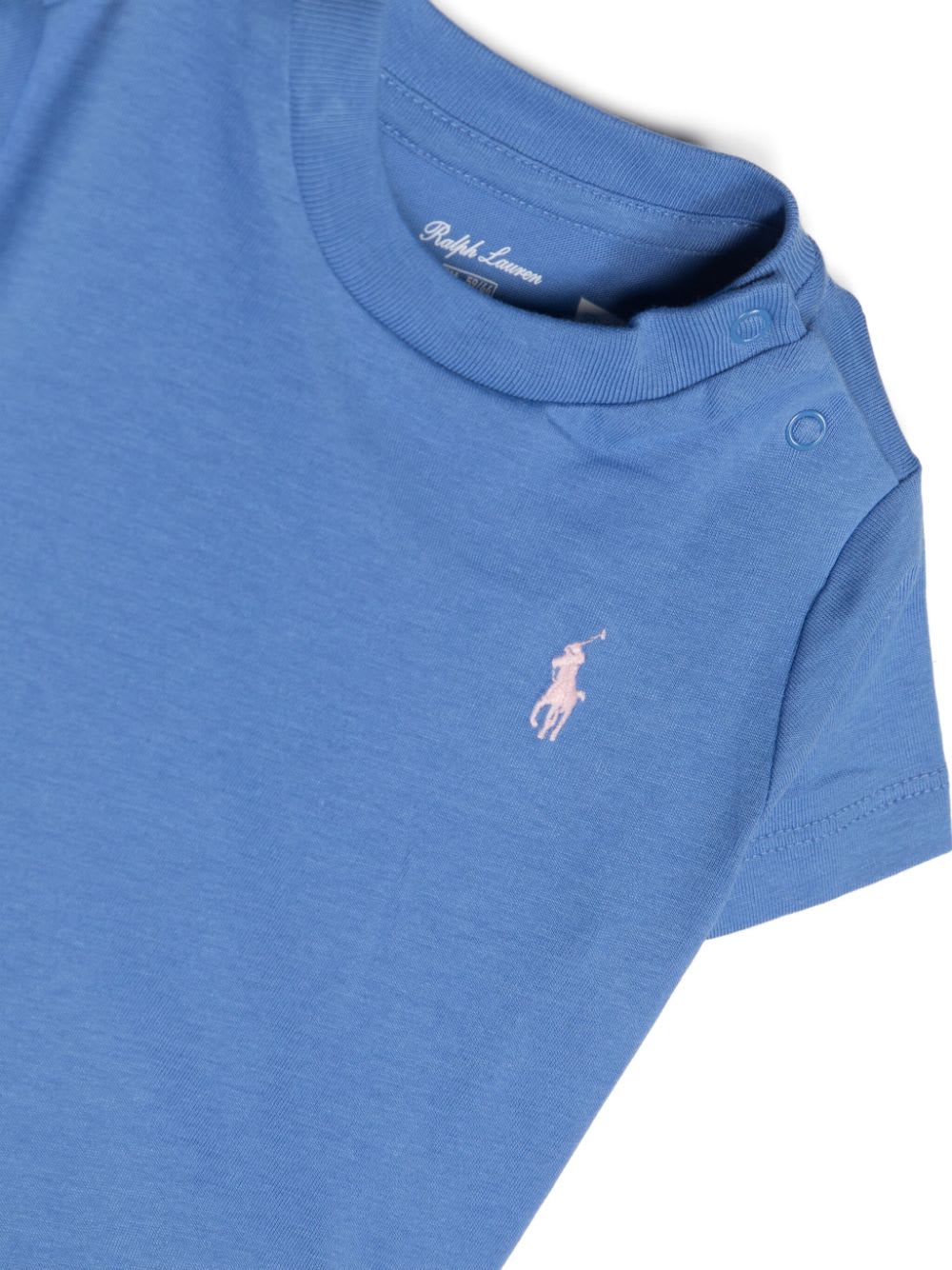 Shop Ralph Lauren Cerulean Blue T-shirt With Pink Pony
