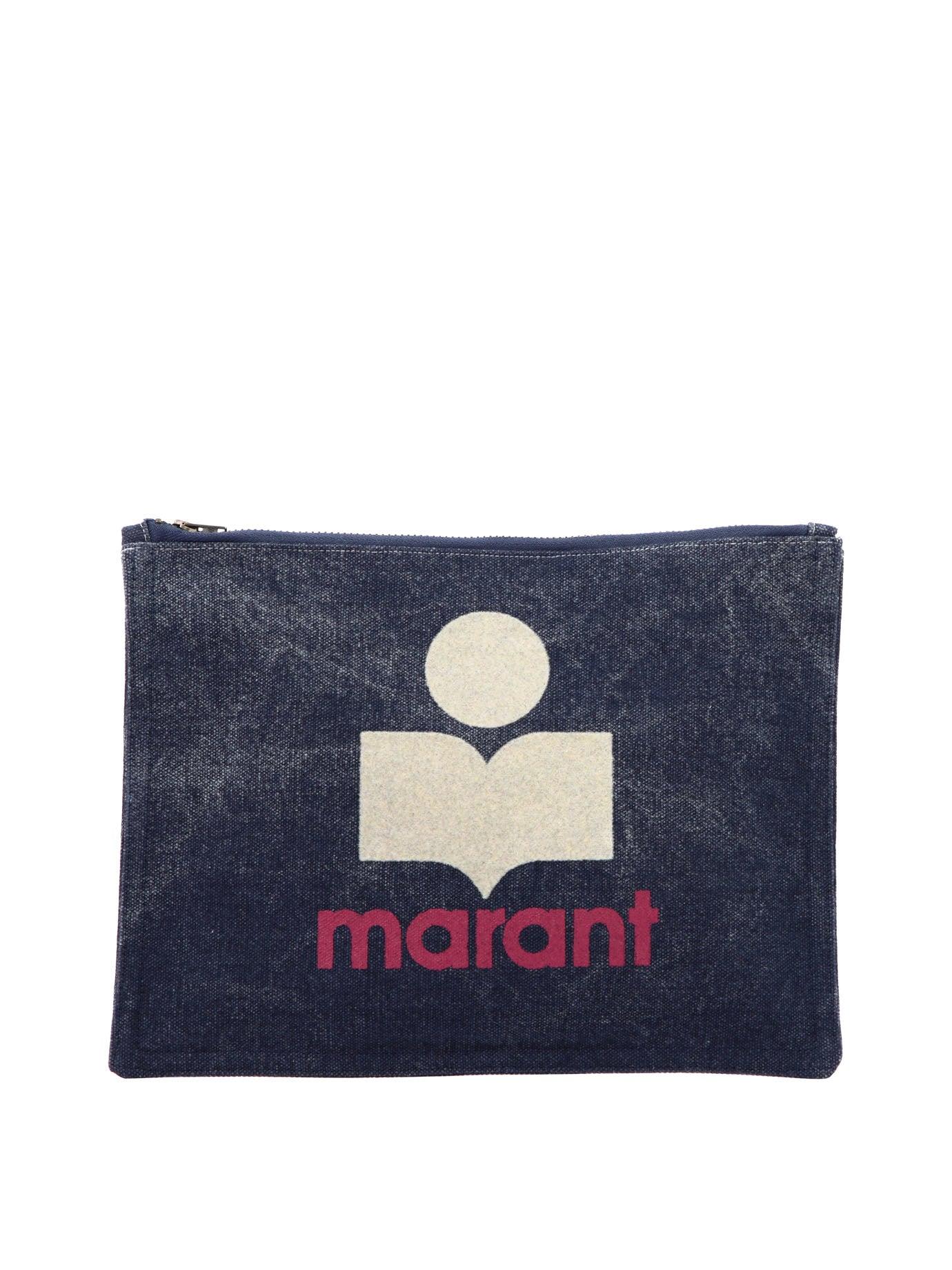 Isabel Marant Logo Printed Zipped Clutch Bag