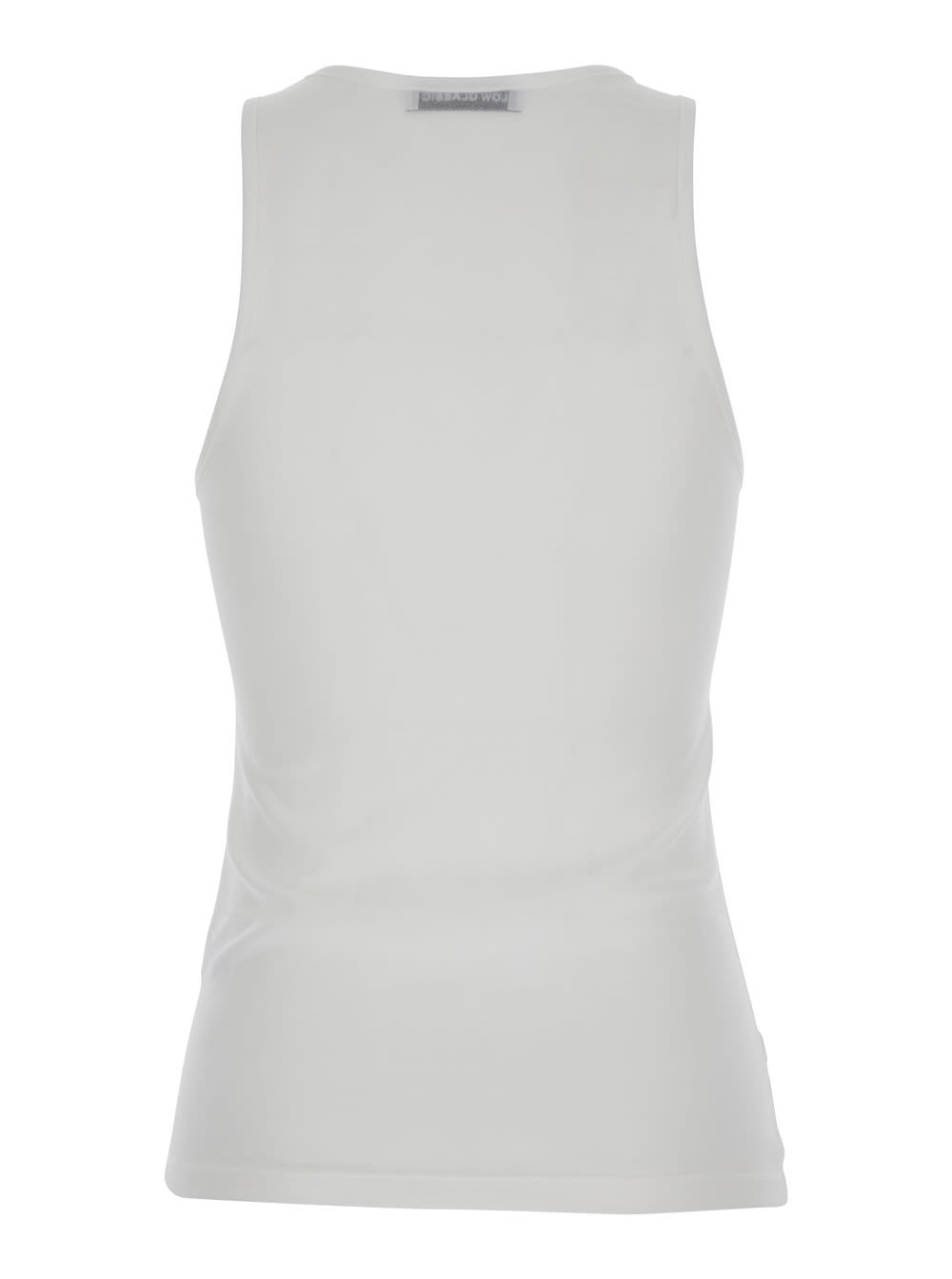 Shop Low Classic Laid Back White Sleeveless Top With Round Neck And Print On The Front In Tech Fabric Woman