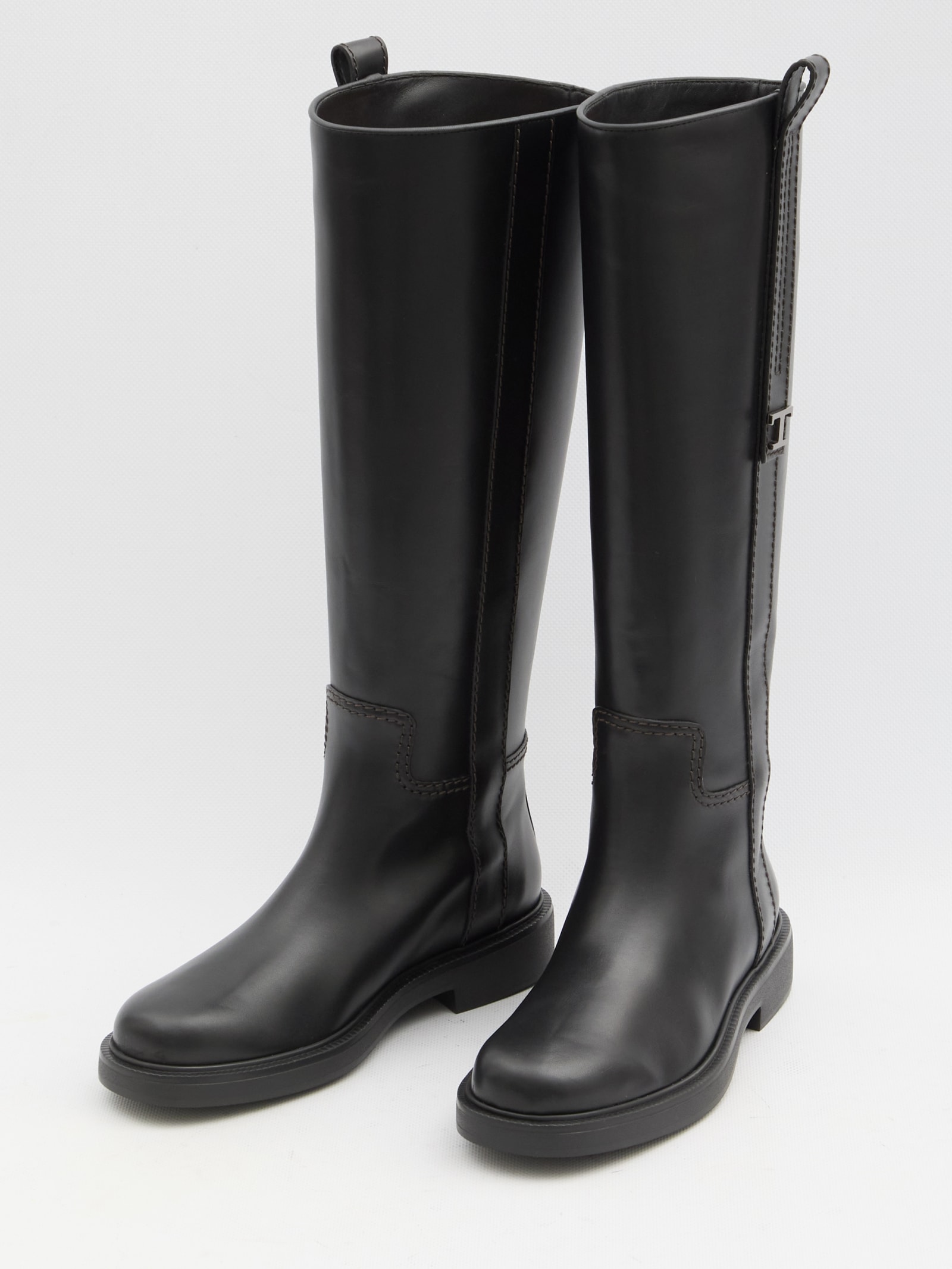 Shop Tod's Leather Boots In Black