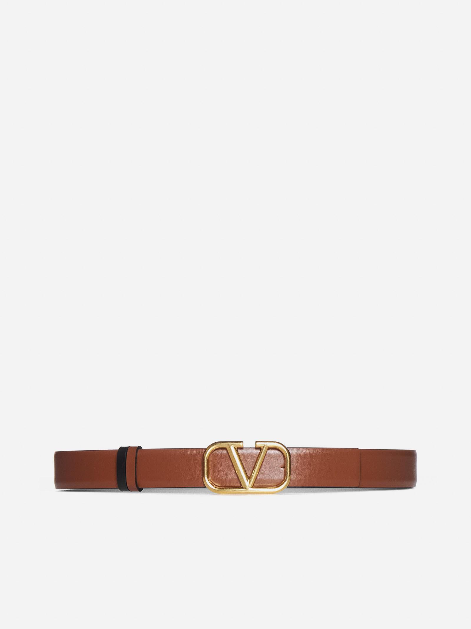 Valentino Garavani Vlogo Leather Reversible Belt