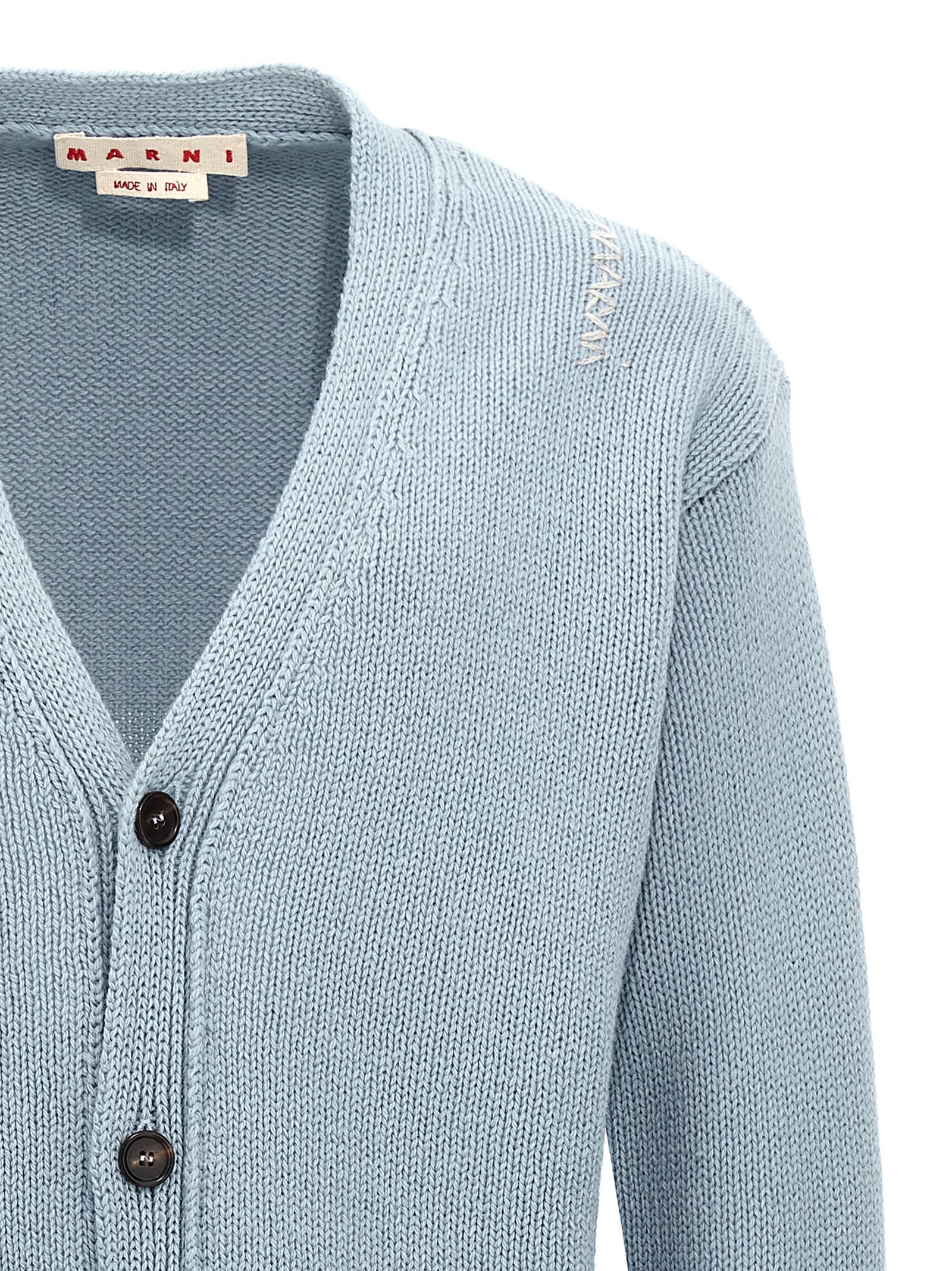 Shop Marni Wool Cardigan In Light Blue