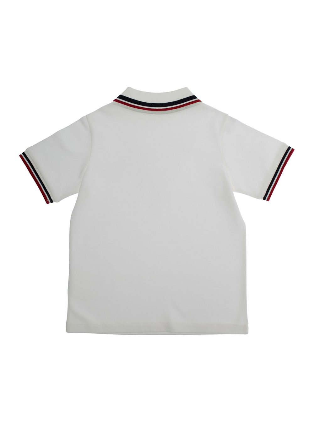 Moncler White Polo With Lettering Logo On The Collar And Logo Patch On The Chest In Cotton Boy In White