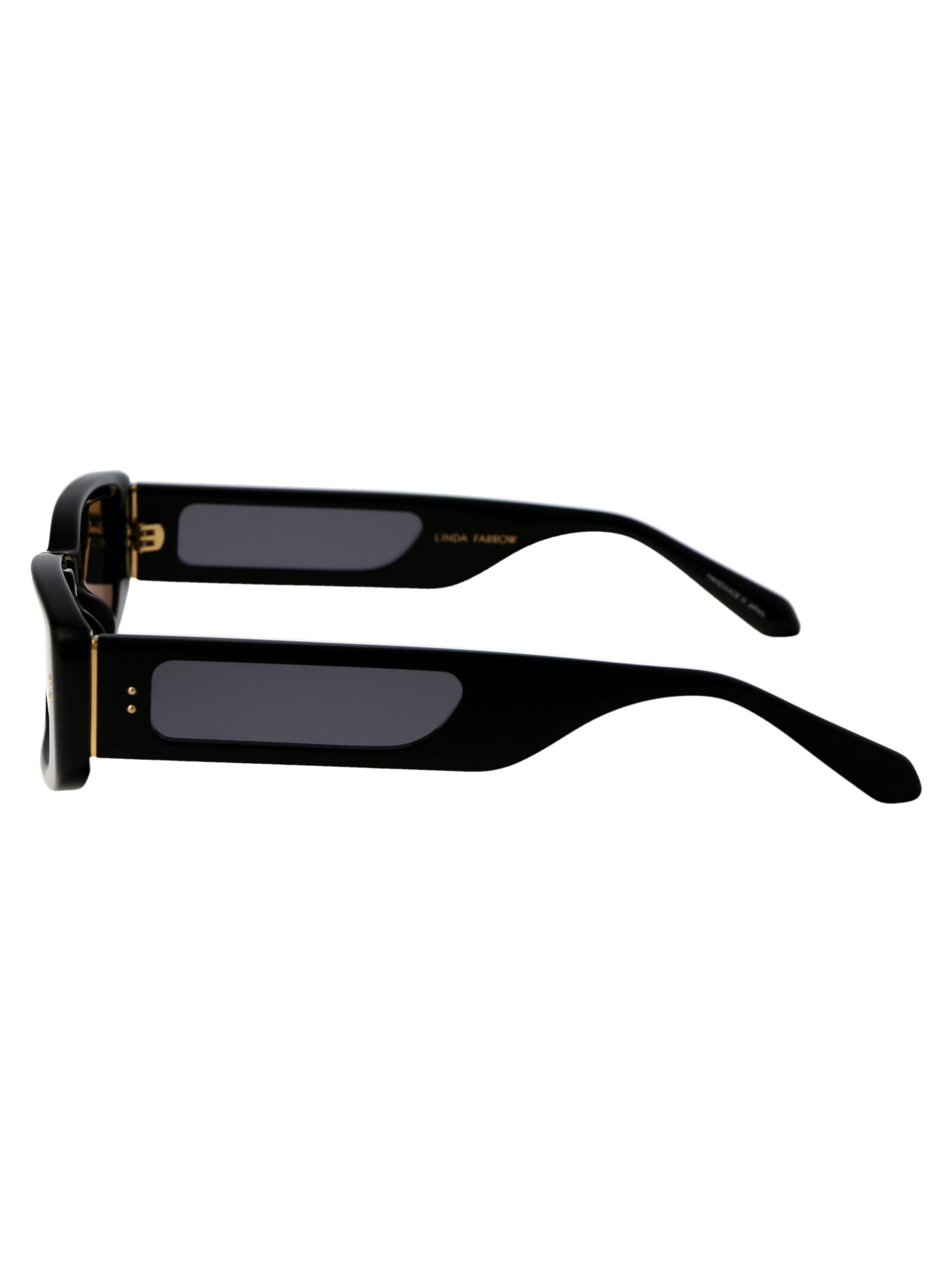 Linda Farrow Geometric Sunglasses In Black/yellowgold/grey