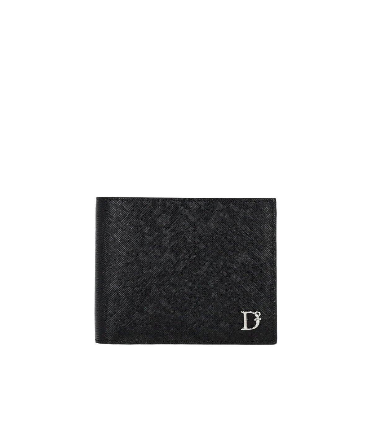 Dsquared2 Logo-plaque Bi-fold Wallet In Nero