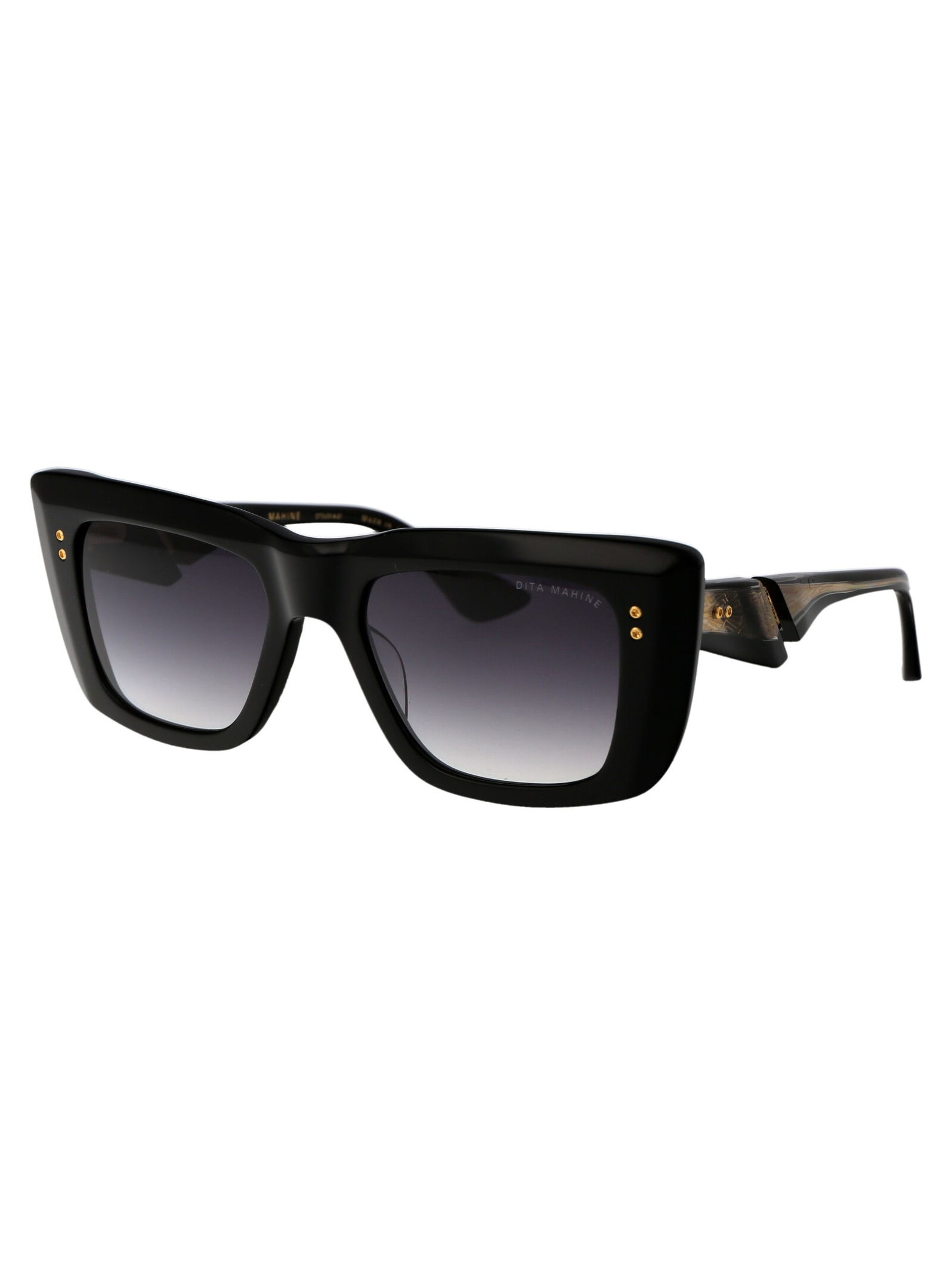 Shop Dita Mahine Sunglasses In 01 Black - Yellow Gold W/ Grey To Clear Gradient