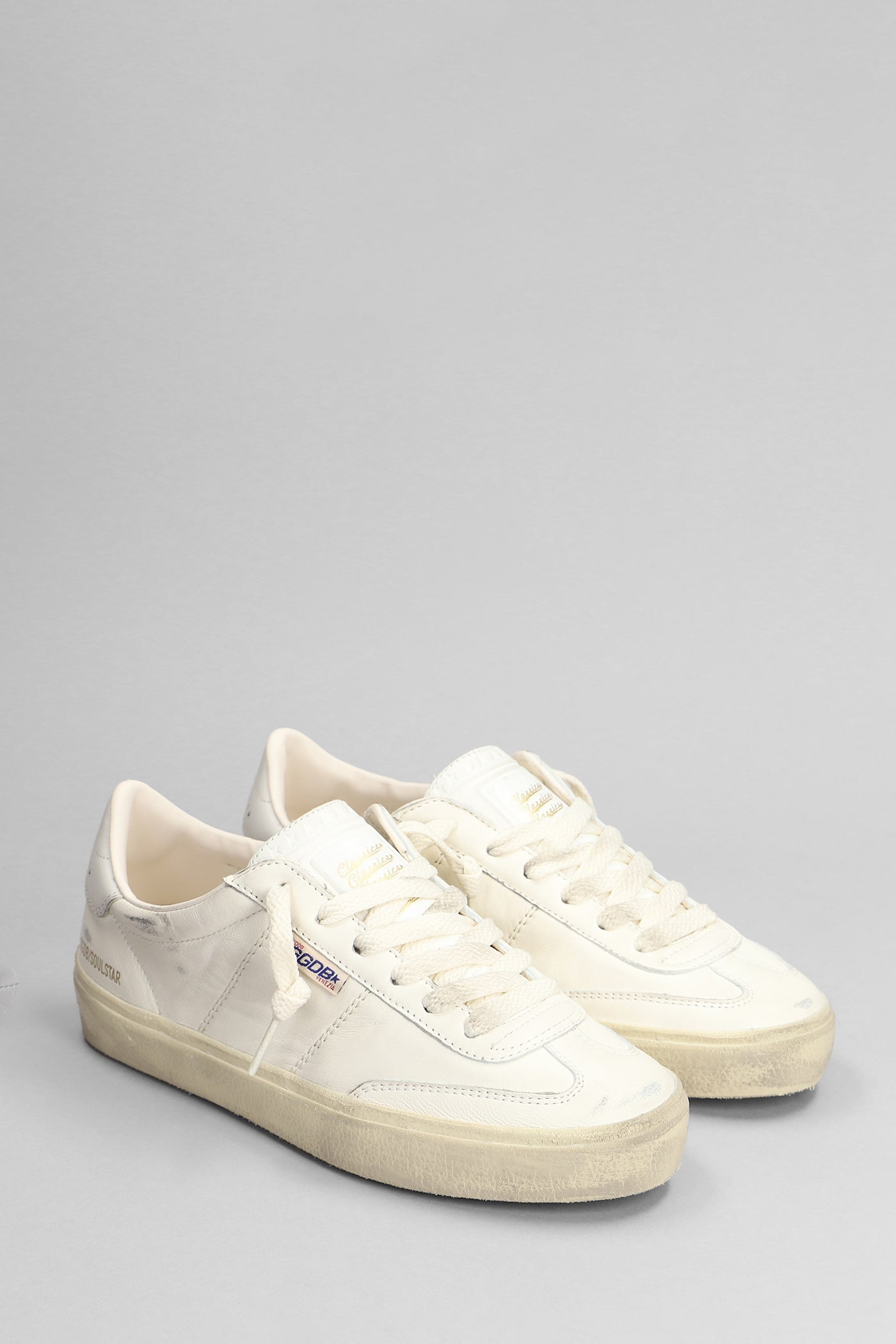 Shop Golden Goose Soul Star Sneakers In White Leather