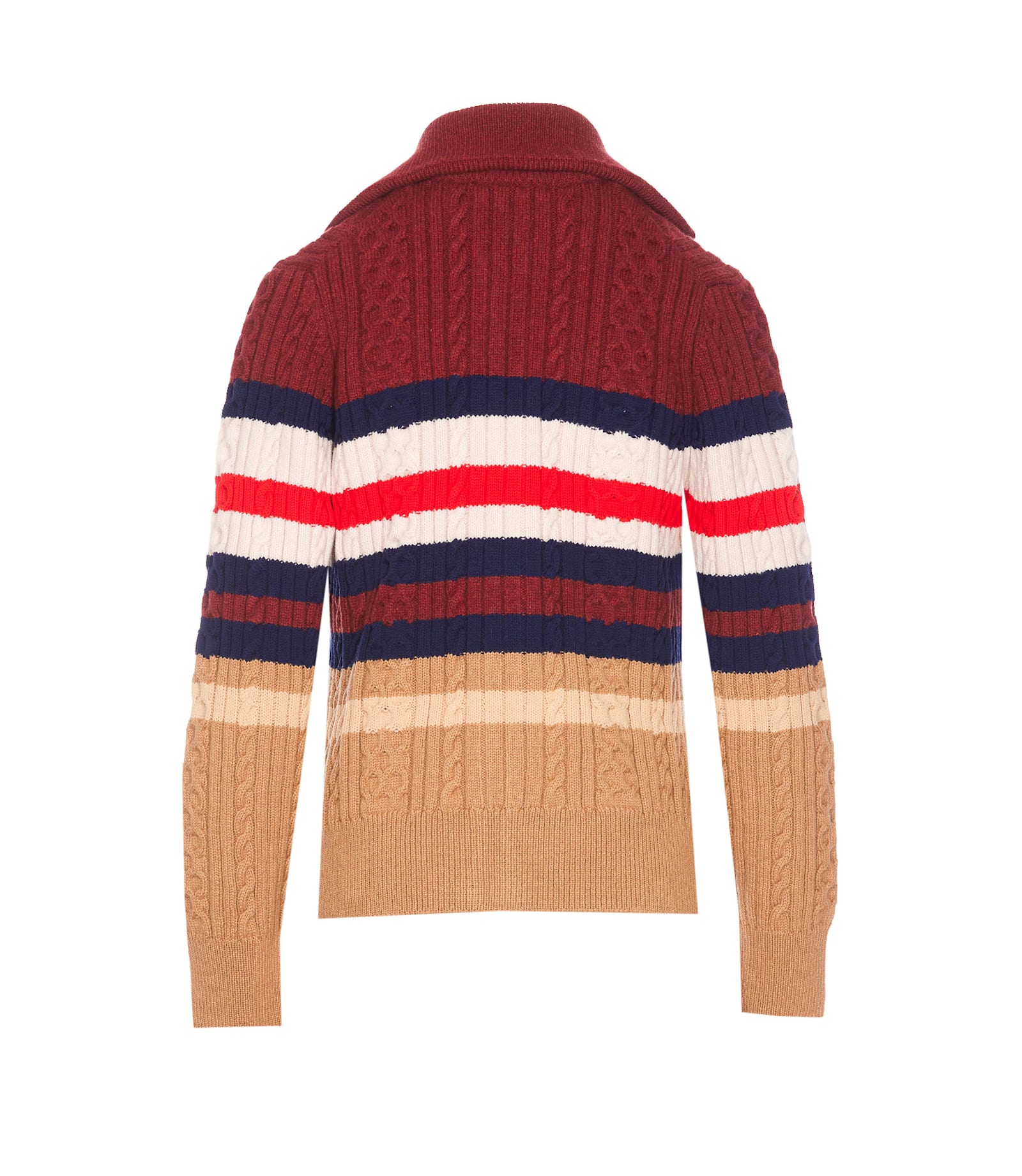 MAISON KITSUNÉ STRIPED KNITTED CARDIGAN 