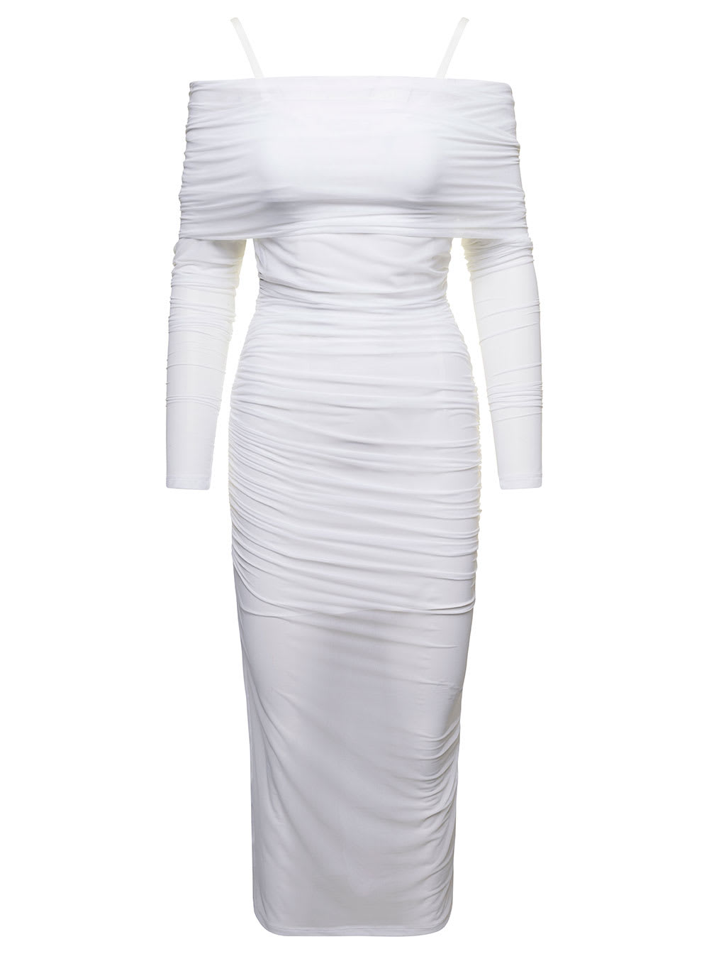 Dolce & Gabbana Schulterfreies Kleid Mit Raffung In White