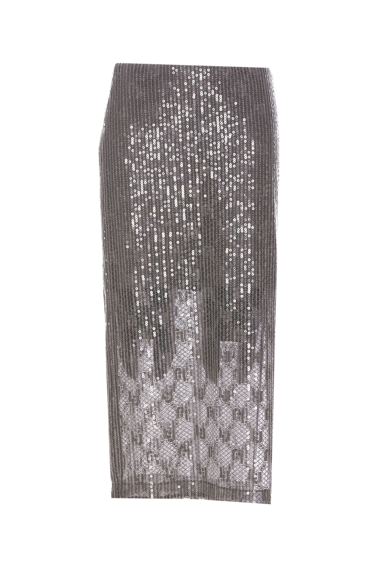 Shop Liu •jo Sequins Skirt In Grey