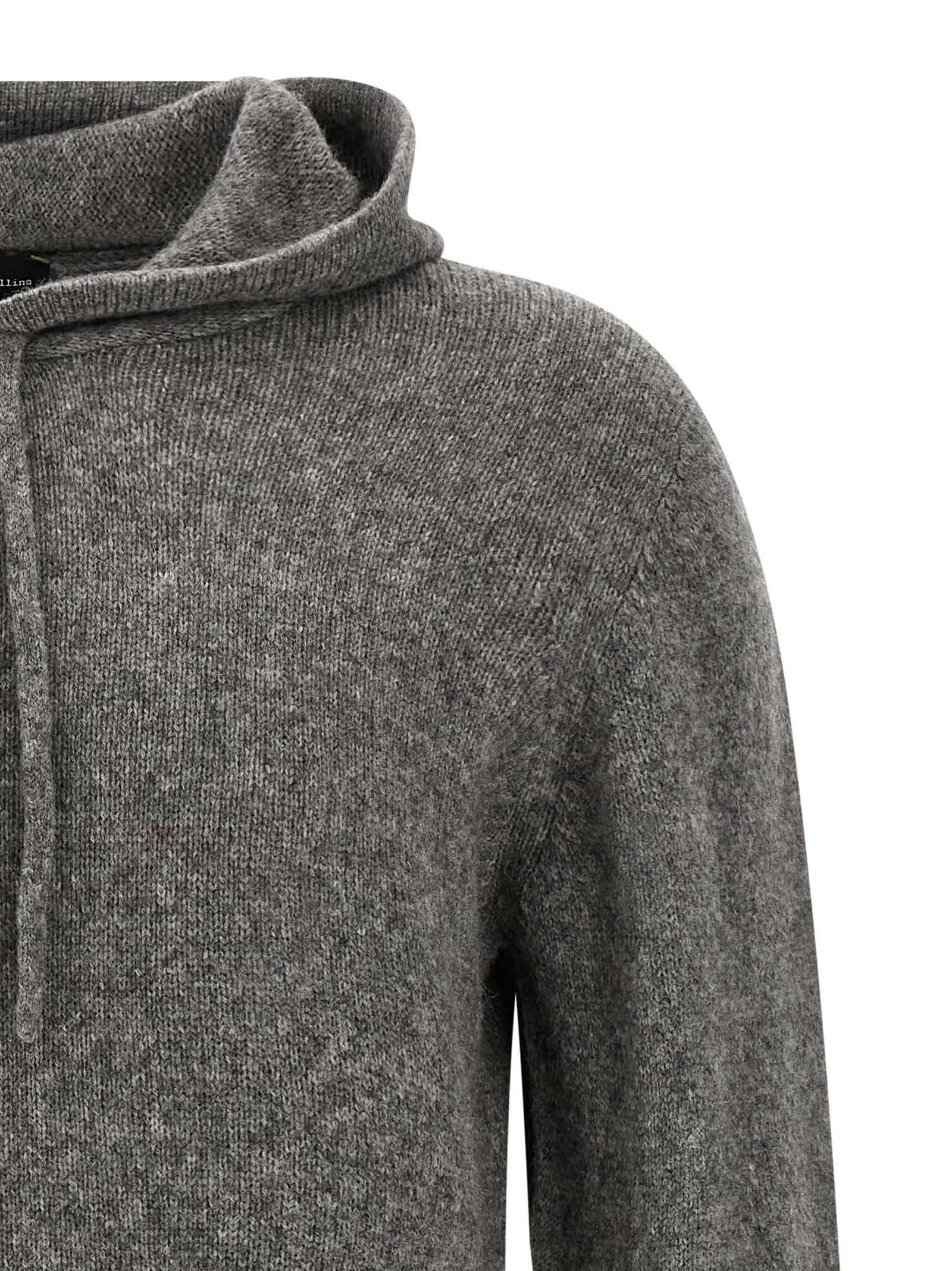 Roberto Collina Textured Knit Hooded Sweater In Medium Grey In Gray