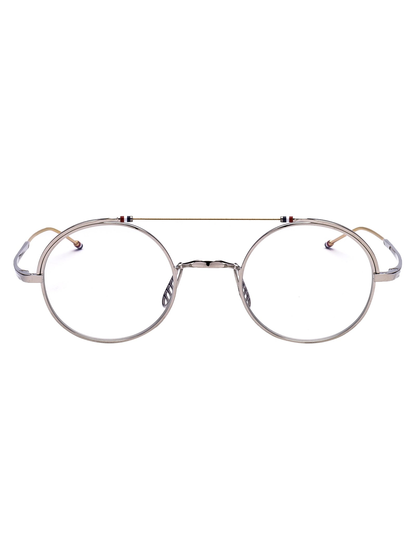 Shop Thom Browne Tb-910 Glasses In Silver-white Gold