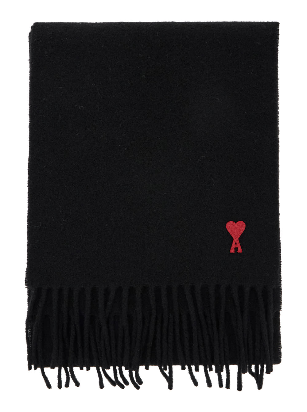 Ami Alexandre Mattiussi Red Ami De Coeur Scarf In Black