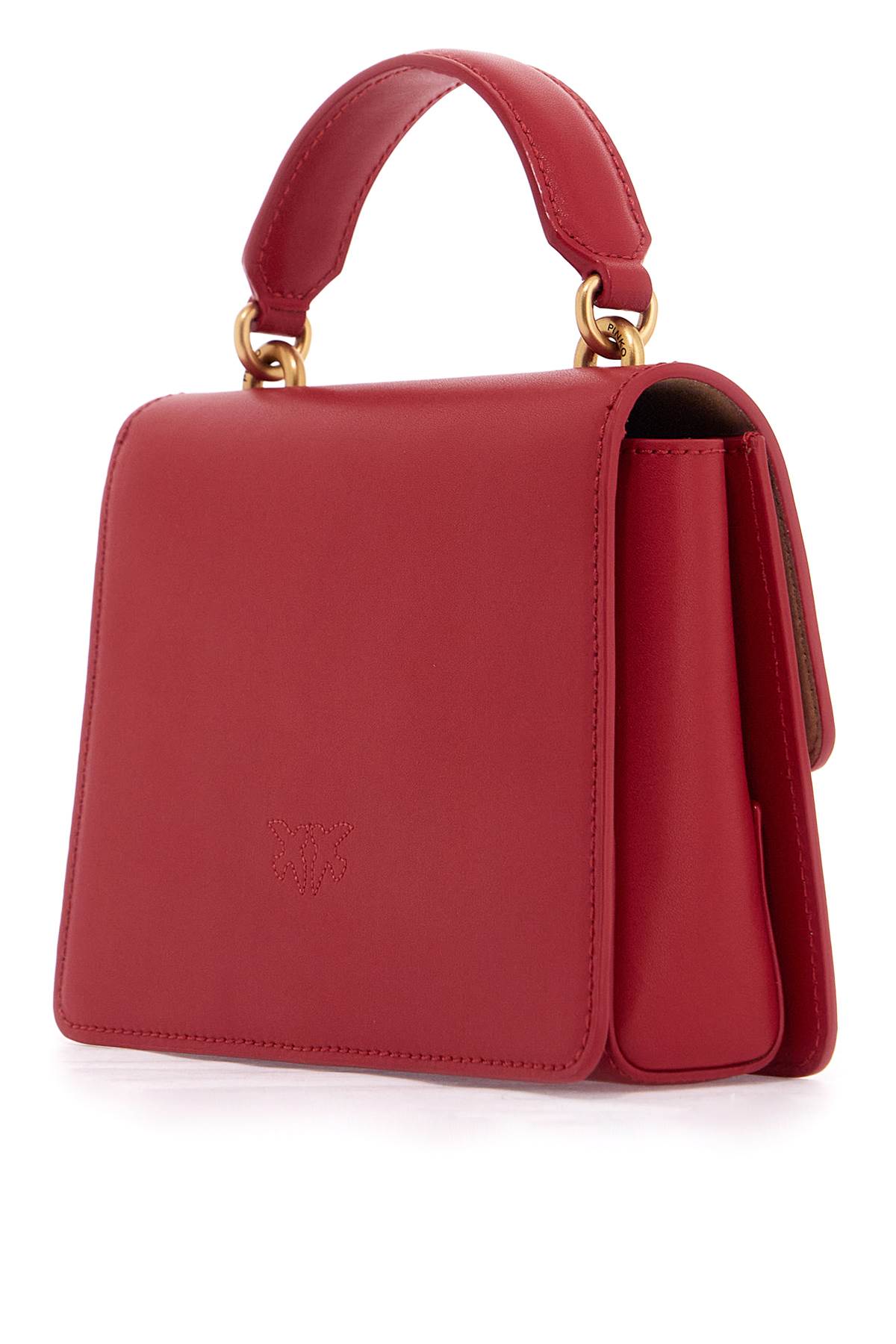 Shop Pinko Love One Top Handle Mini Light Bag In Rosso-antique Gold (red)