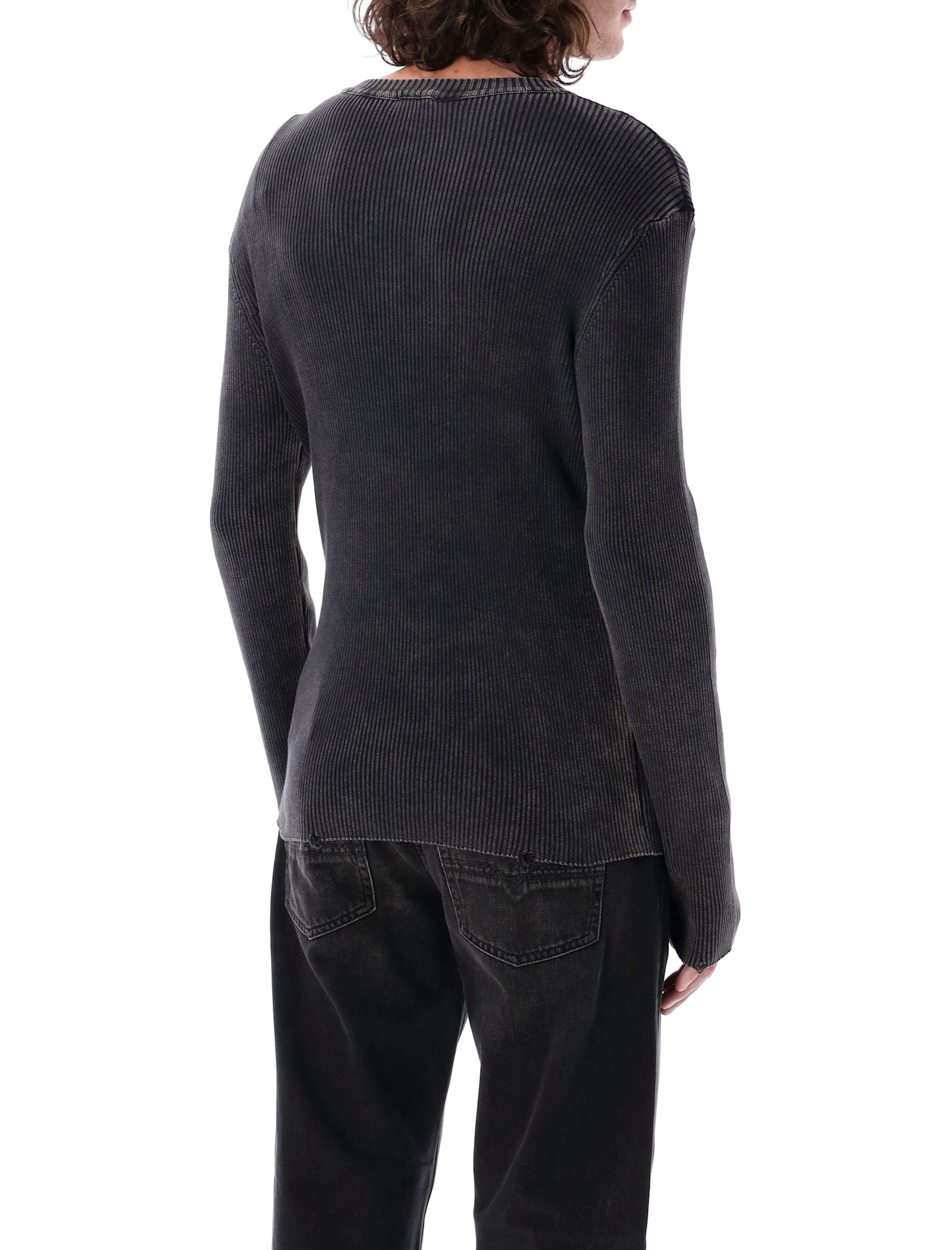 Diesel Darin Black Crewneck T-shirt With Oval D Logo Cut-out On The Front In Cotton Man In Black